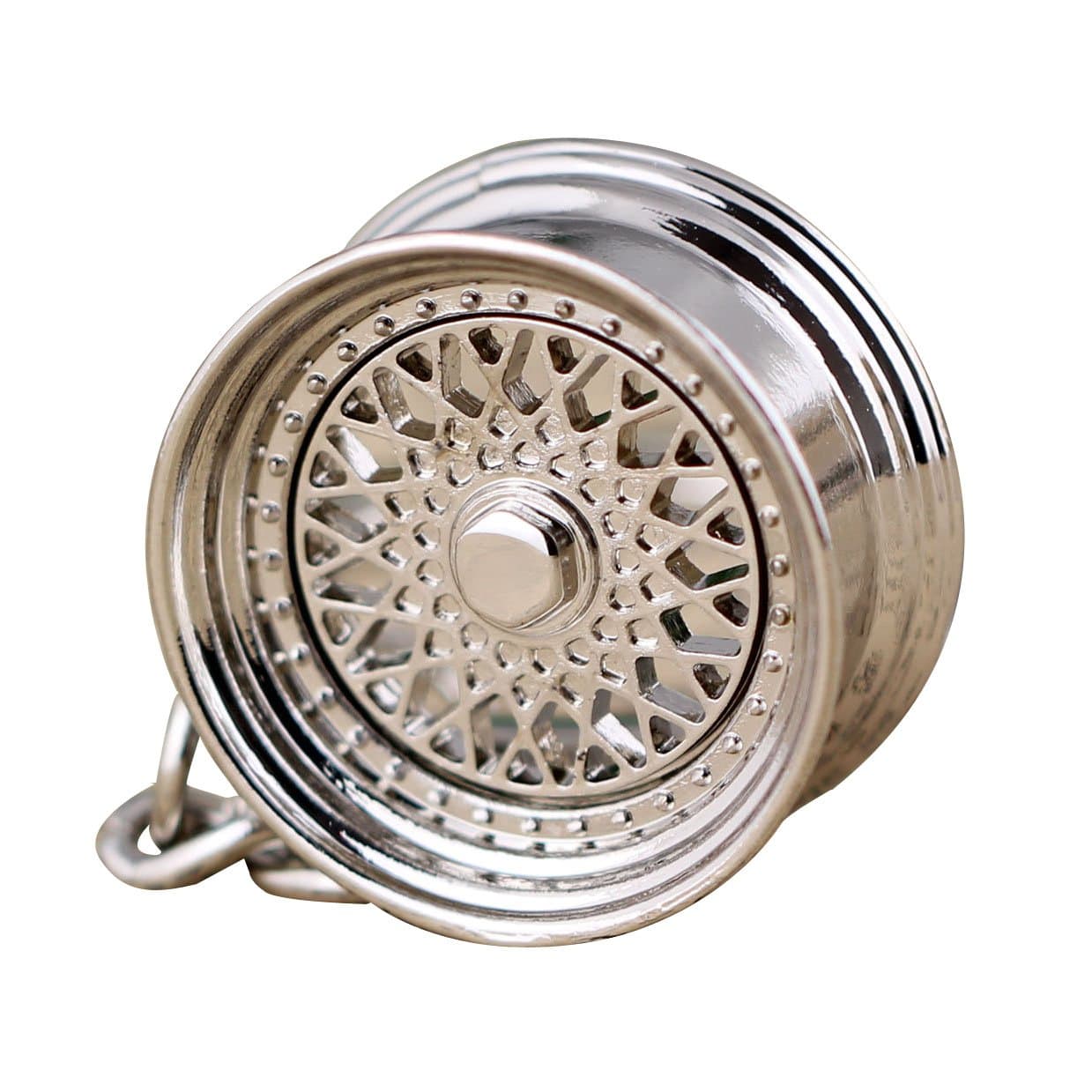 maycom Creative Auto Part Model Wheel Rim Tyre Keychain Keyring Key Chain Ring Keyfob (Silver)