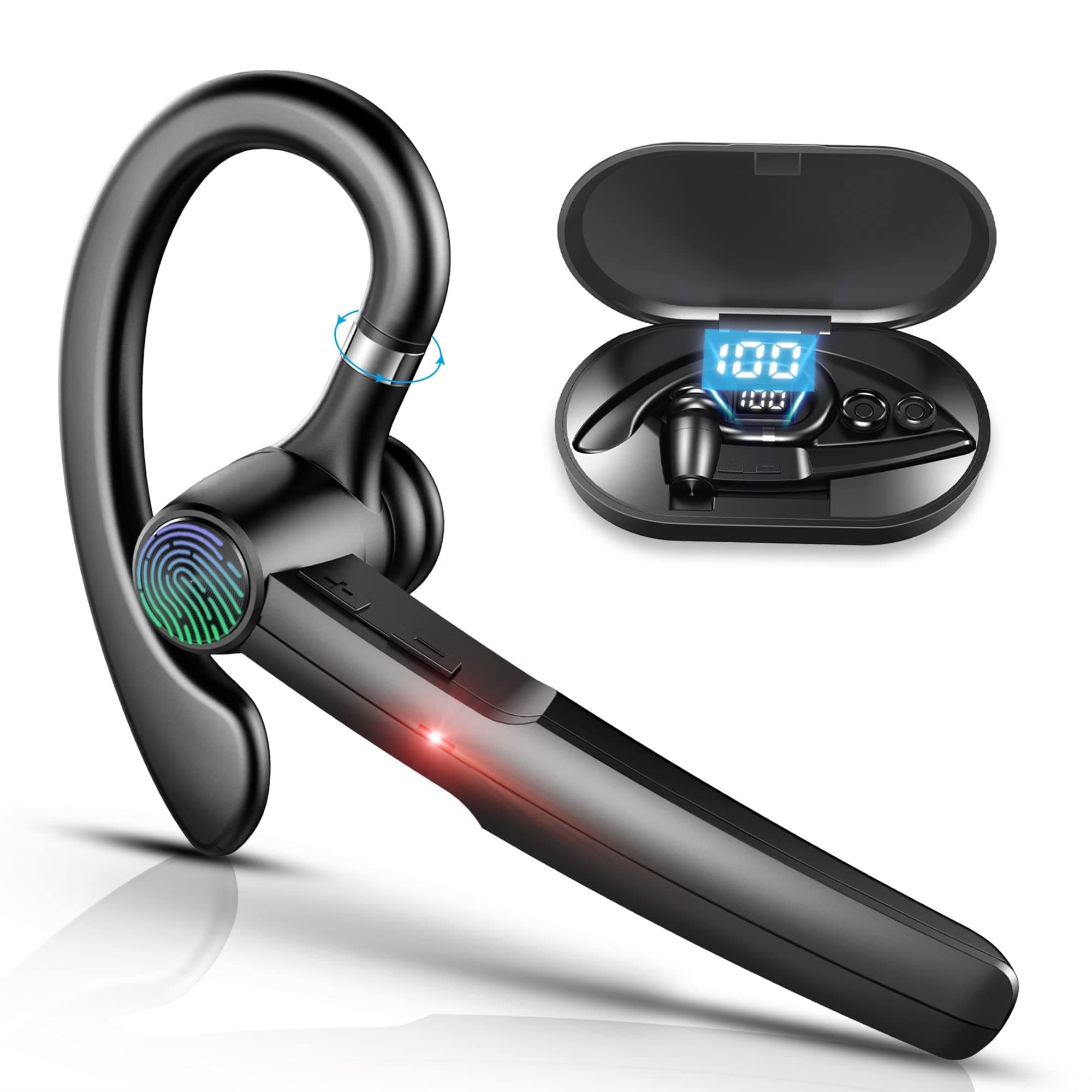 Bluetooth Headset with Microphone,48Hrs V5.3 Handsfree Wireless Headset Bluetooth Earpiece for Cell Phone/Business/Office/Driving/Trucker Driver,Bluetooth Headphones Earbuds for iPhone Android Samsung