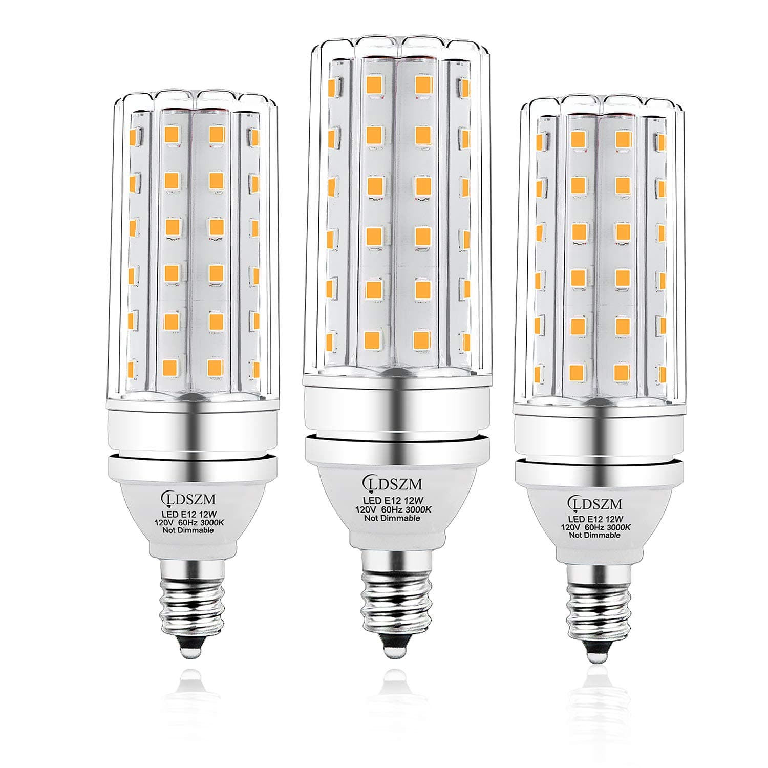 E12 LED Bulbs,12W LED Corn Light Bulb, E12 LED Bulb 100W Equivalent 1200 Lumen 3000K Warm White, Non-Dimmable LED Candelabra Light Bulbs, E12 Candelabra Base Chandelier Light Bulbs, Pack of 3