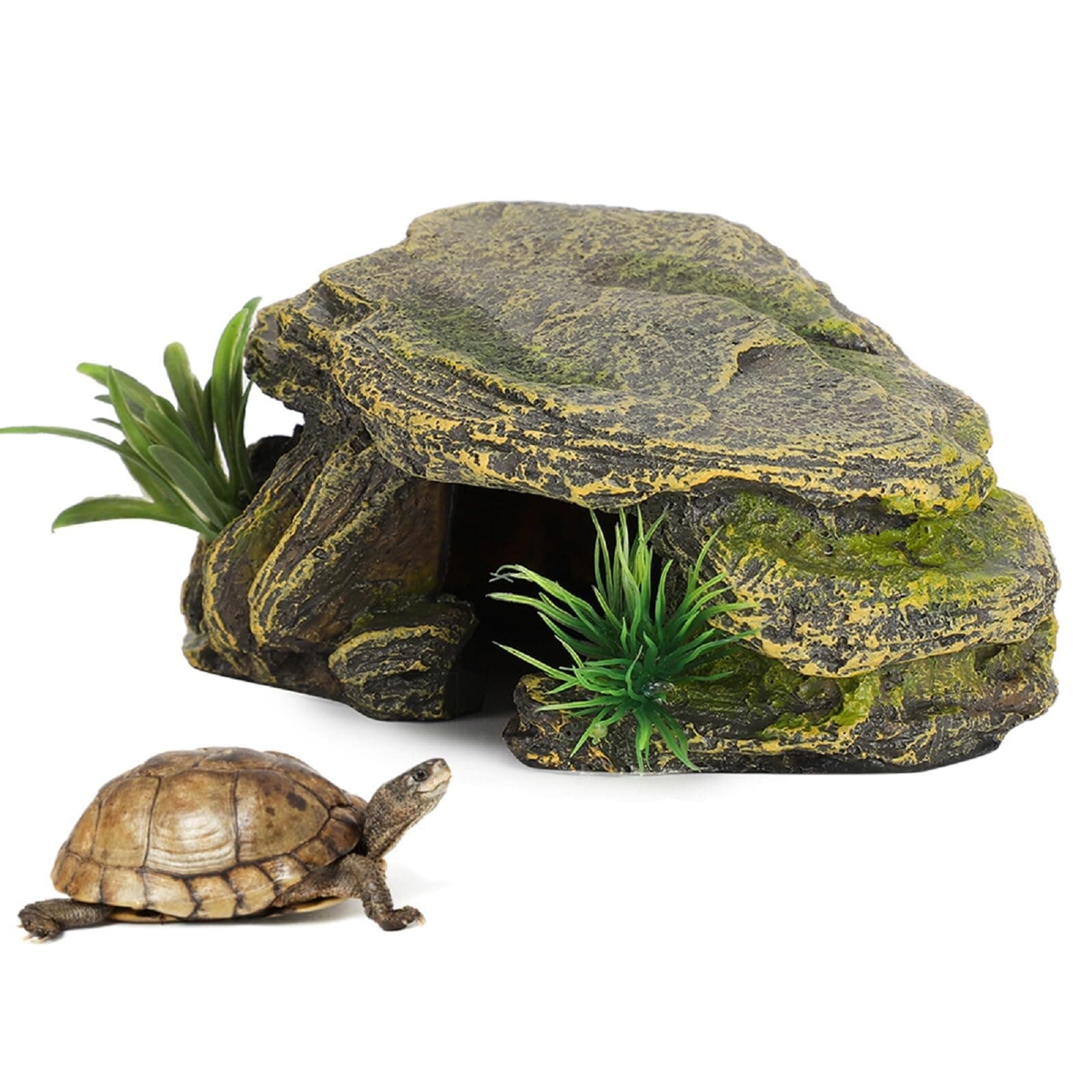 Tortoise Basking Platform Reptile Turtle Hiding Cave Turtle Dock Resin Turtle Platform Unique Floating Island Fish Tank Aquarium Landscaping Decor