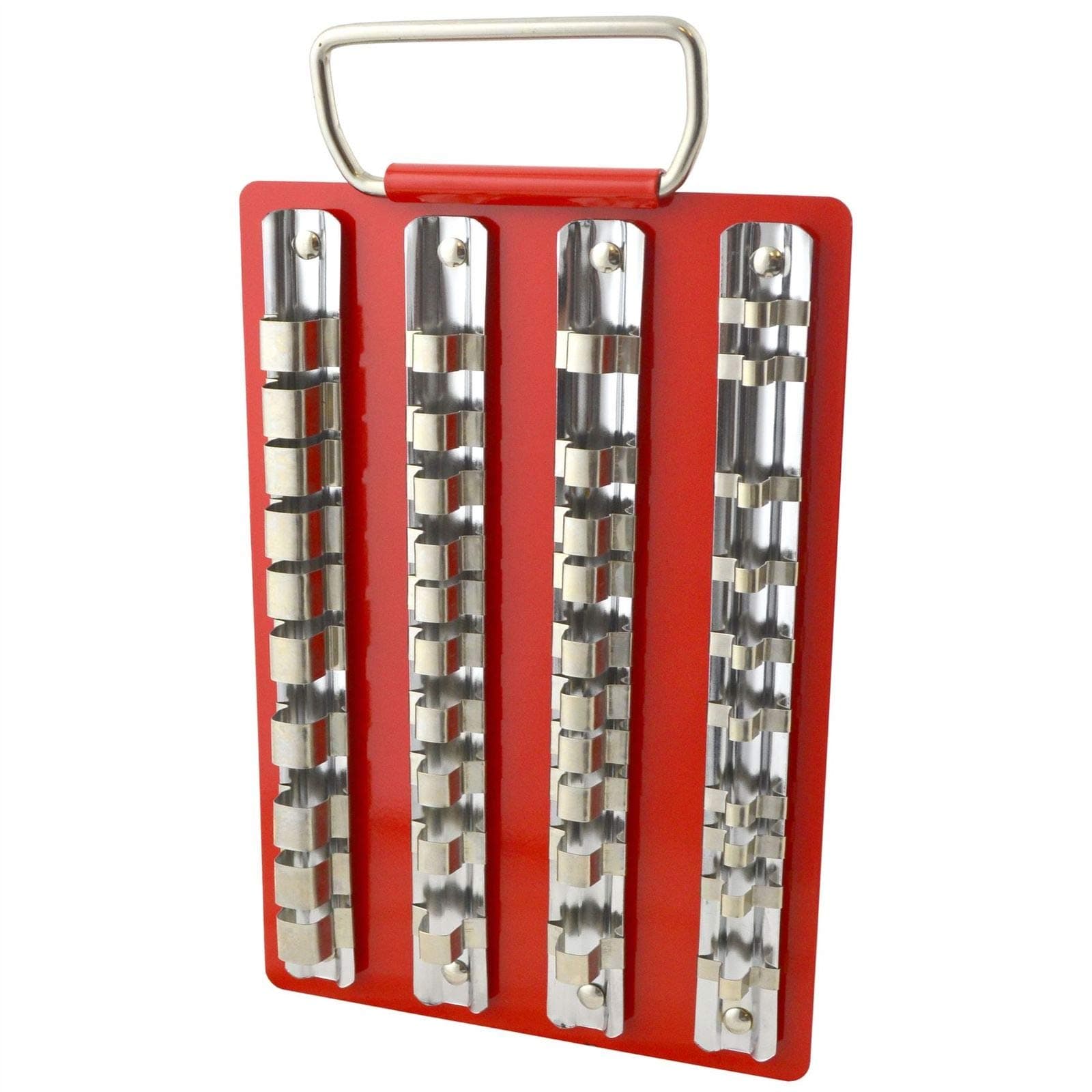Chiloskit1/2'' 1/4'' 3/8'' Standard Socket Holder Tray Rack Rails Holder Divider Storage Rail Tray Stand Tool Organizer (40Clips)