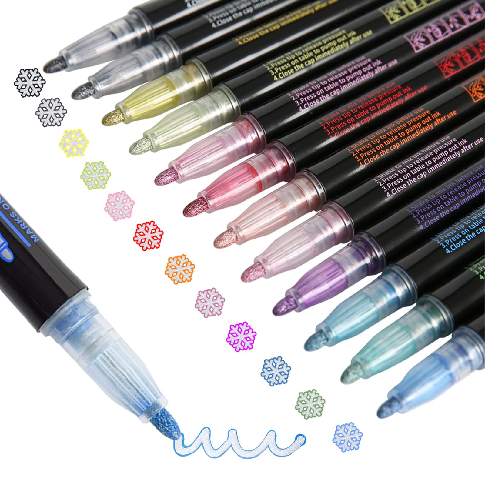 Outline Markers Easter Gifts for Teen Girls - 12 Colors Shimmer Markers Glitter Gel Pens,Outline Pens for Card Making,Journaling,Art Supplies