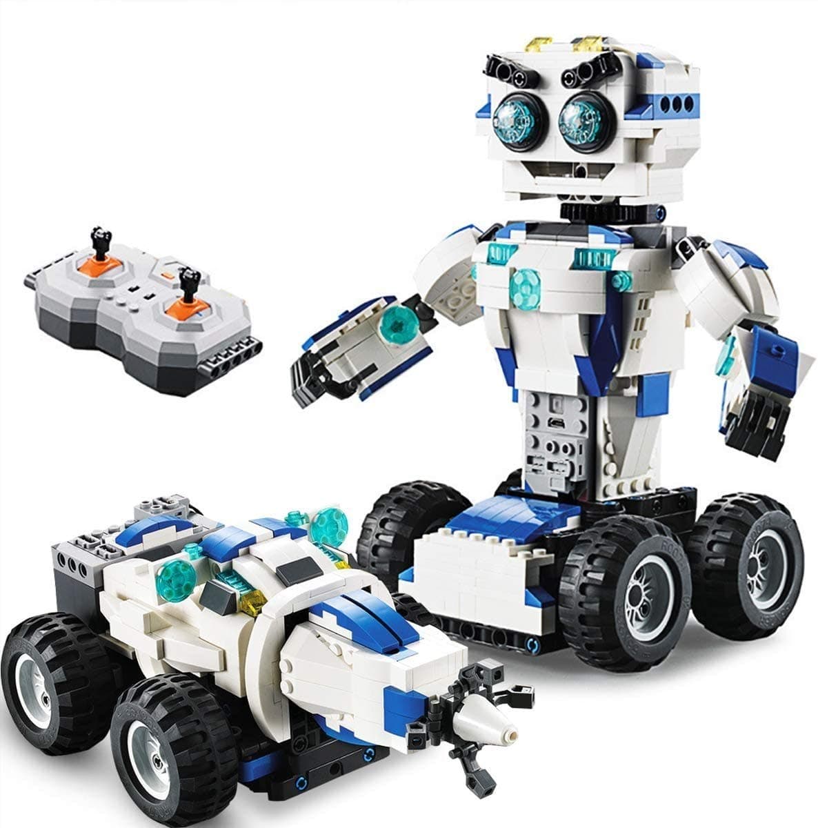 PETLUVER Remote Control Robot Toys, Coding Robot Kit 2-in-1 DIY Building Science Experiment Kit for kids Aged 8-10+