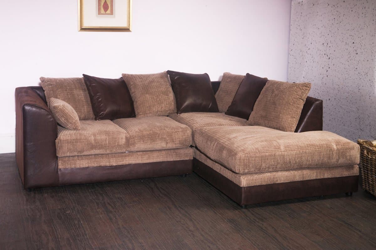 Dilo Dylan Corner Sofa Set optional Footstool (Brown & Coffee, Right Hand Set & Footstool)