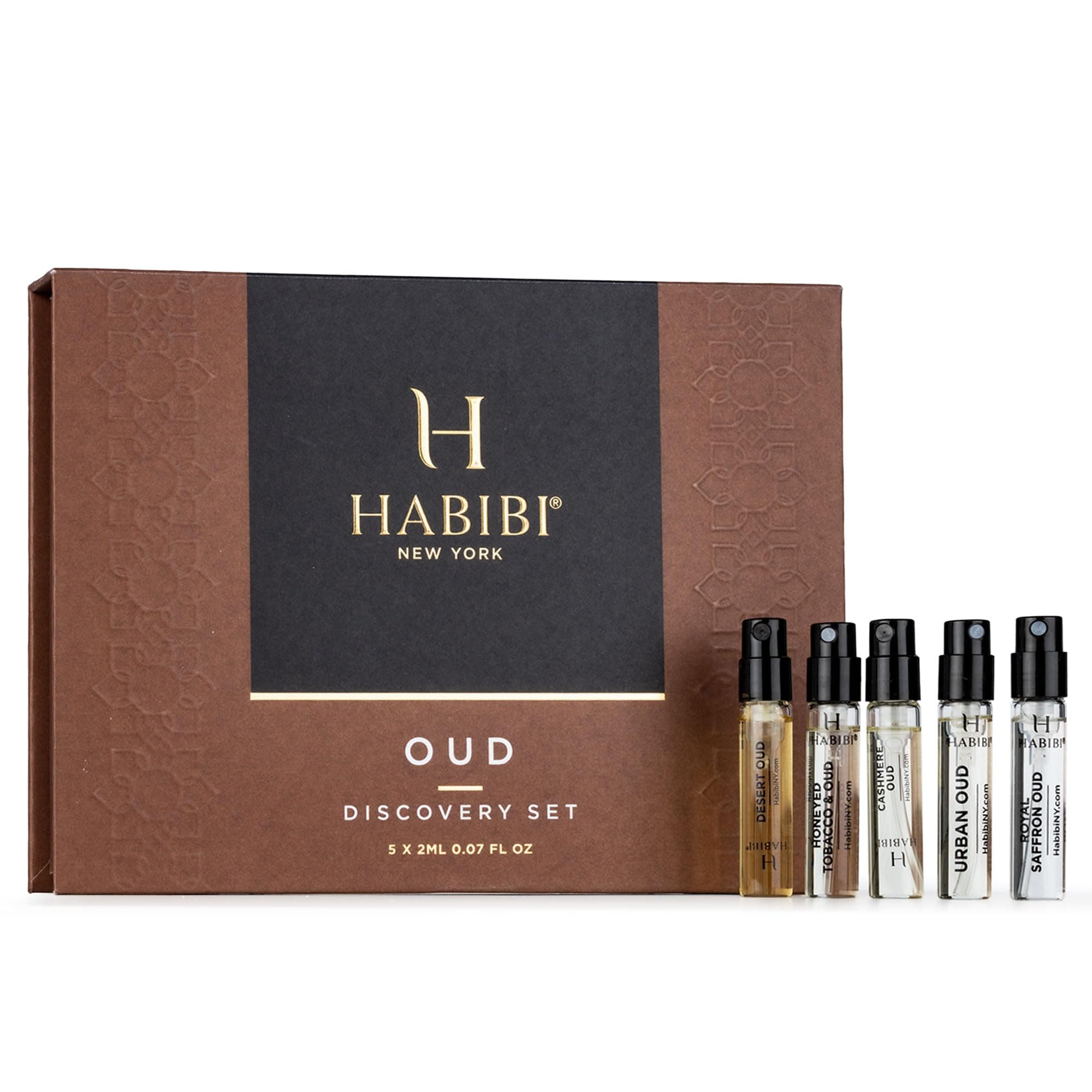 - H HABIBI Oud Perfume Discovery Sample Set – Luxury Eau De Parfum & Cologne Sampler Sets for Men & Women, Travel Size Gift Set, Made in USA, 5 x 2ml