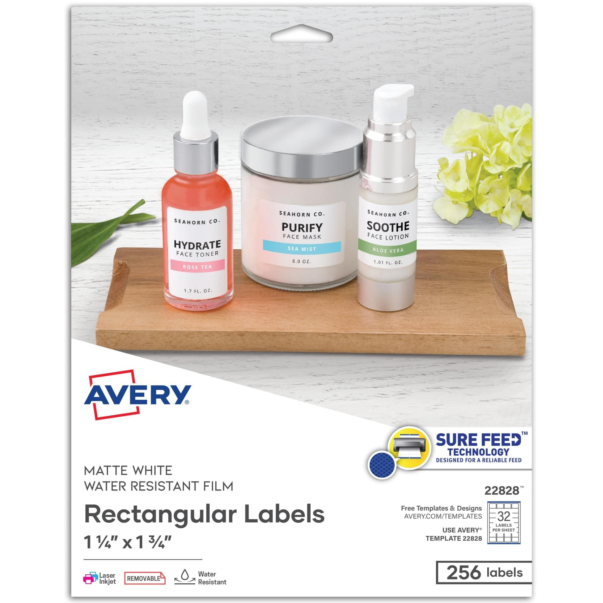 Avery Removable Durable Rectangular Labels, White, 1.25 x 1.75 Inches, Pack of 256 (22828)