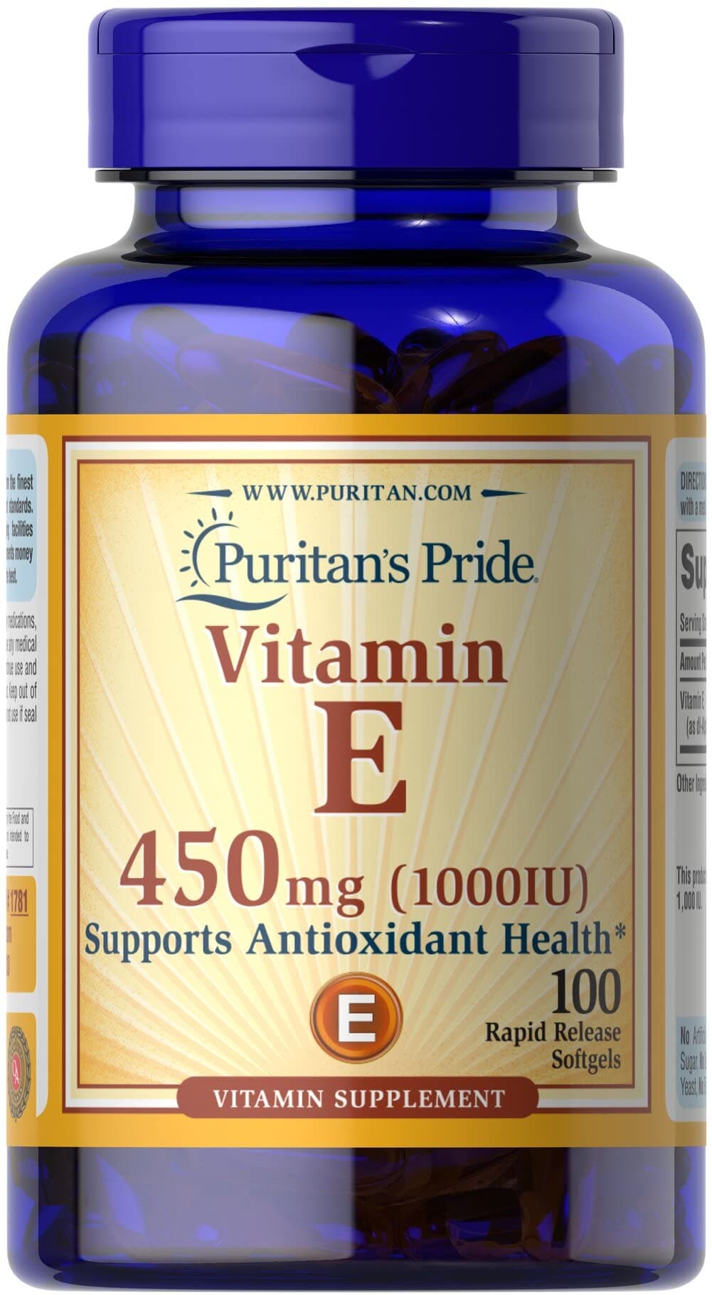 Vitamin E 450 Mg, supports immune function, 100 count by Puritan's Pride