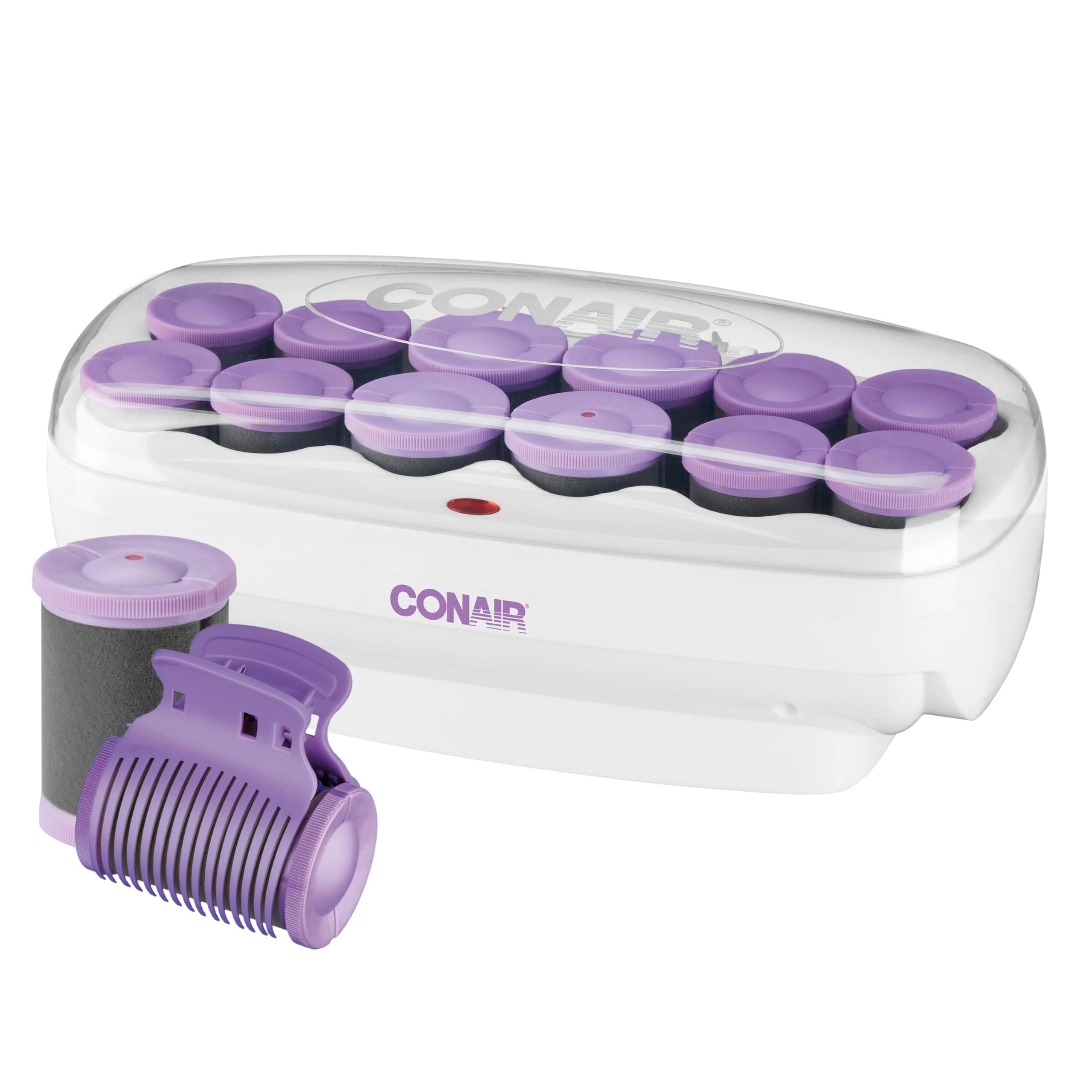 Hot Rollers for Long, Medium & Short Hair, 12 Ceramic Flocked 1½-Inch and 1¾-Inch Heated Hair Rollers with Clips, Hot Curlers for Women, Volume & Curls, Amazon Exclusive