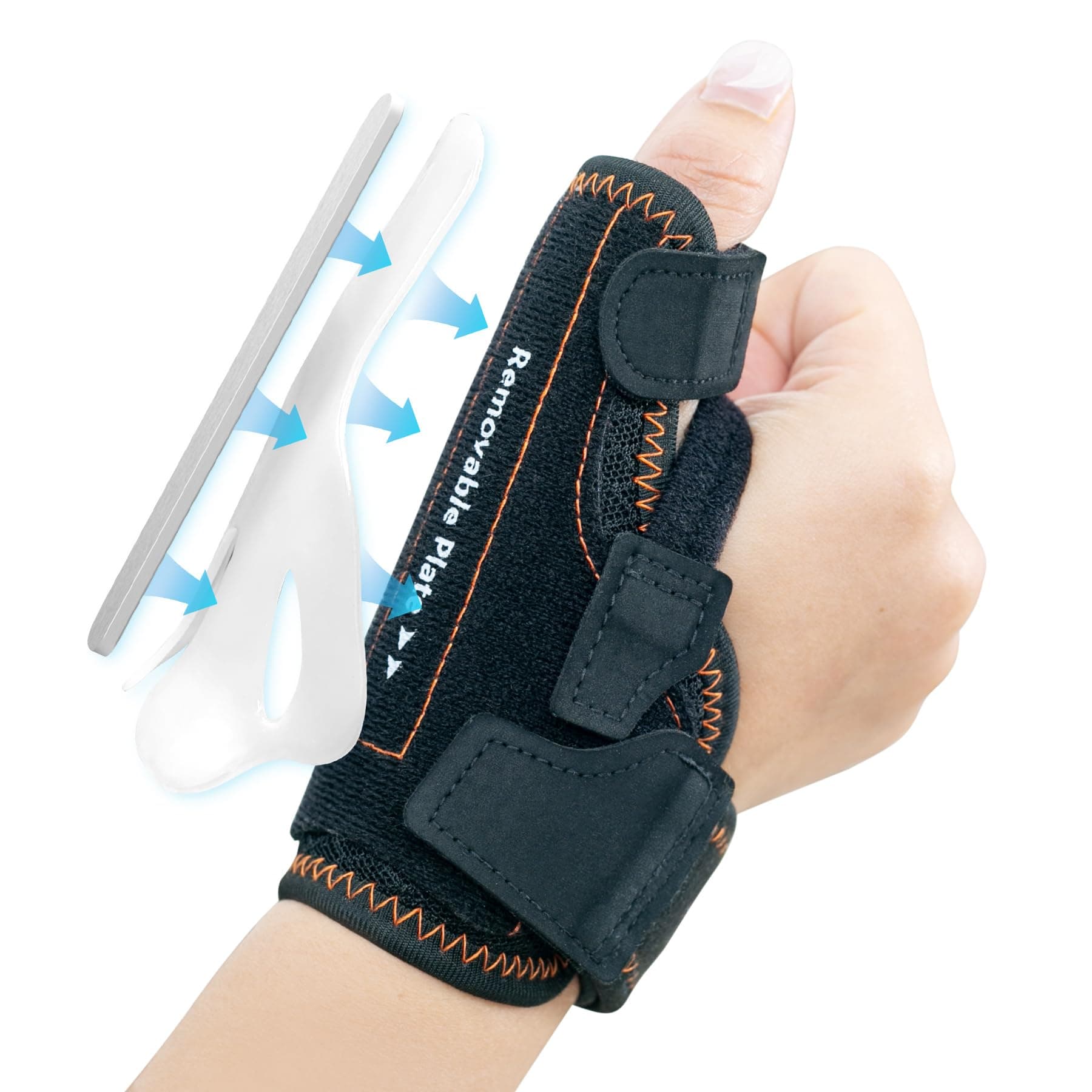 2 in 1 Thumb Support, Removable Thumb Splint Right Left Hand, Thumb Brace with 3 Level Stability, Reversible Thumb Support for Arthritis, De Quervain’s, Thumb Spica Splint (S/M, Black)