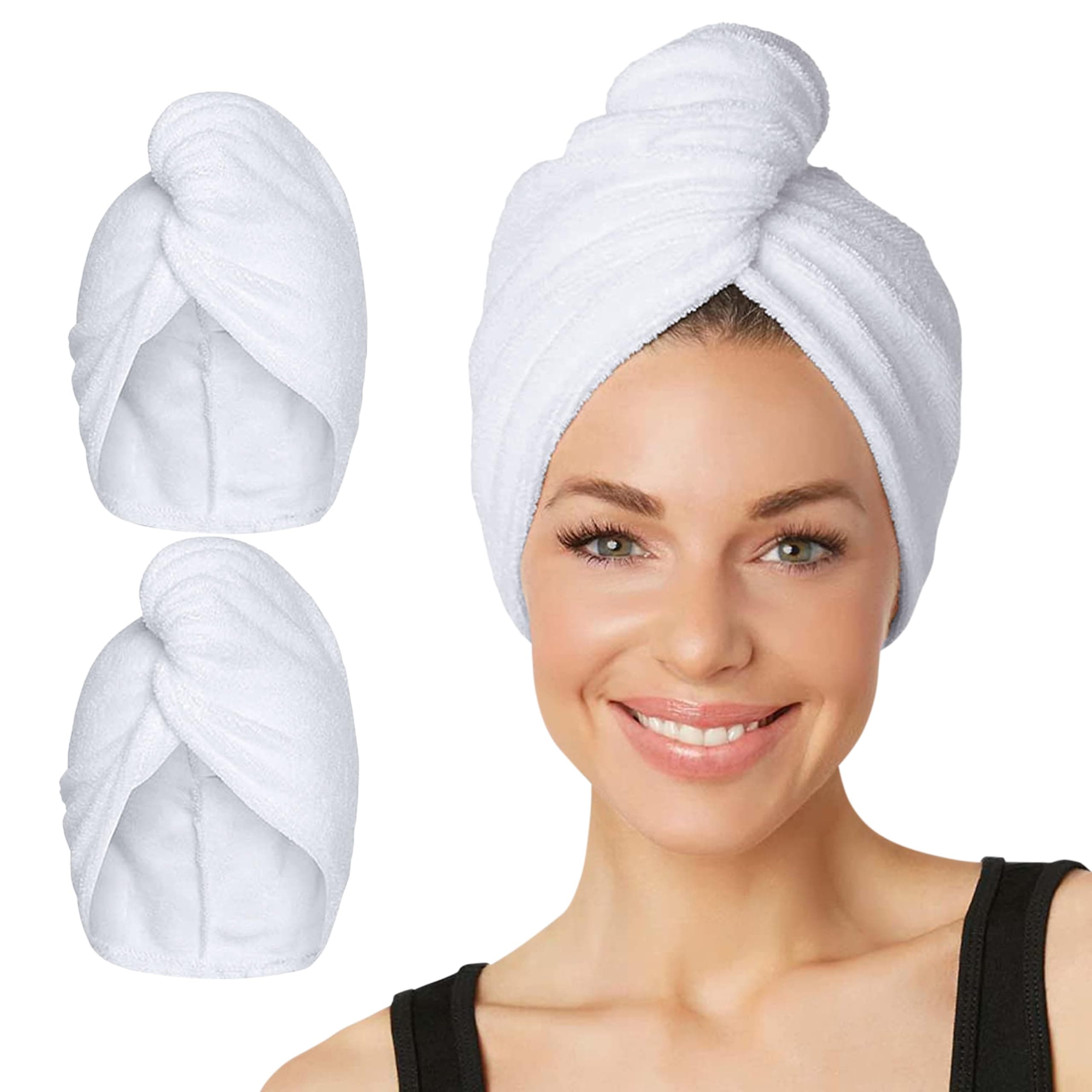 Microfiber Hair Towel 2 Pack(White)