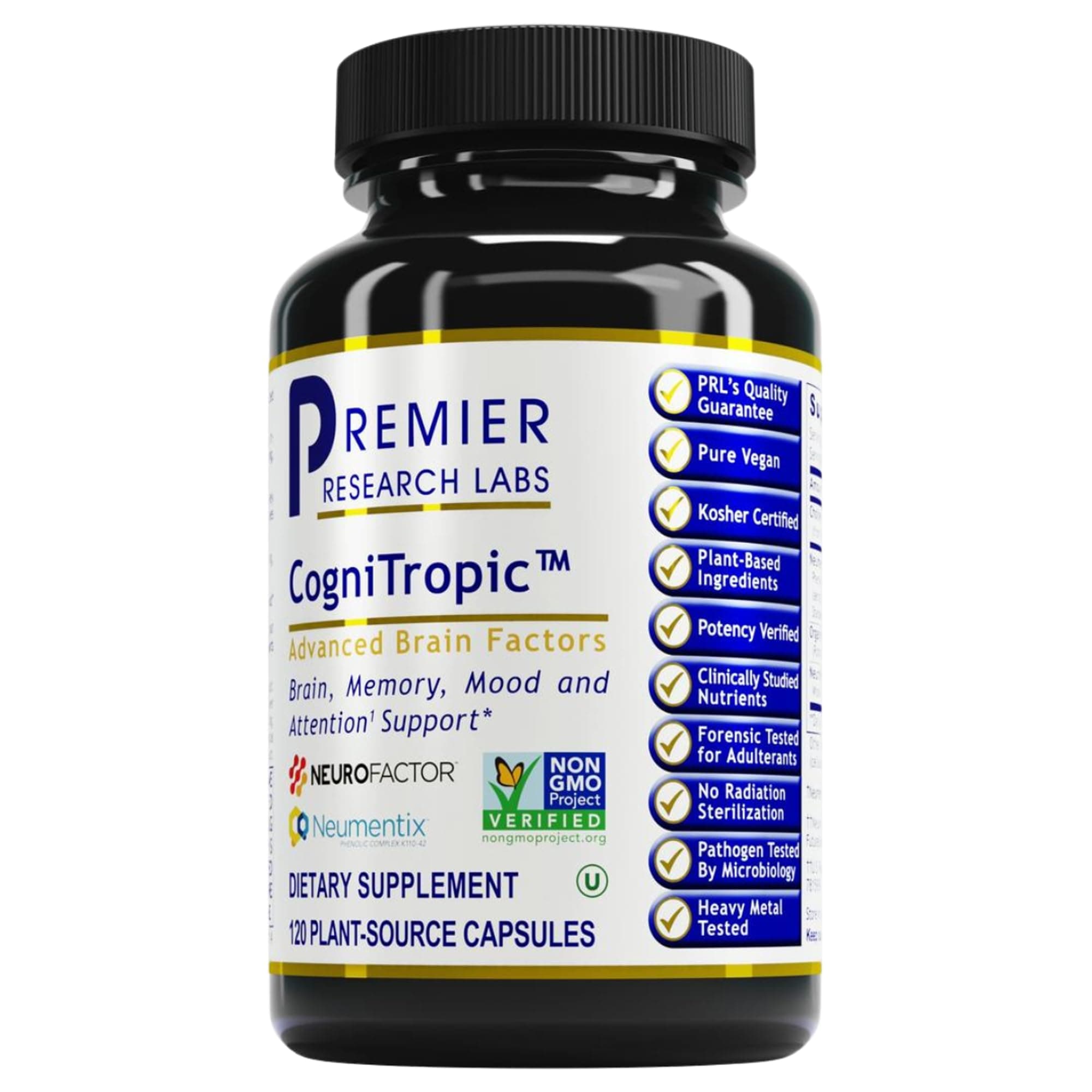Cognitropic - Brain Supplements for Memory and Focus, Focus Supplement, Brain and Memory Power Boost, Clarity Vitamins for Brain, Memory Support - 120 Vegetarian Capsules