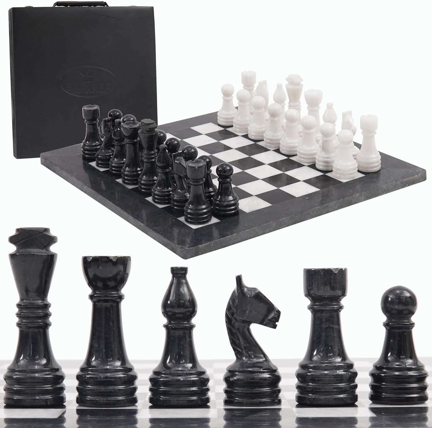 BLACK & CORAL CHESS SET