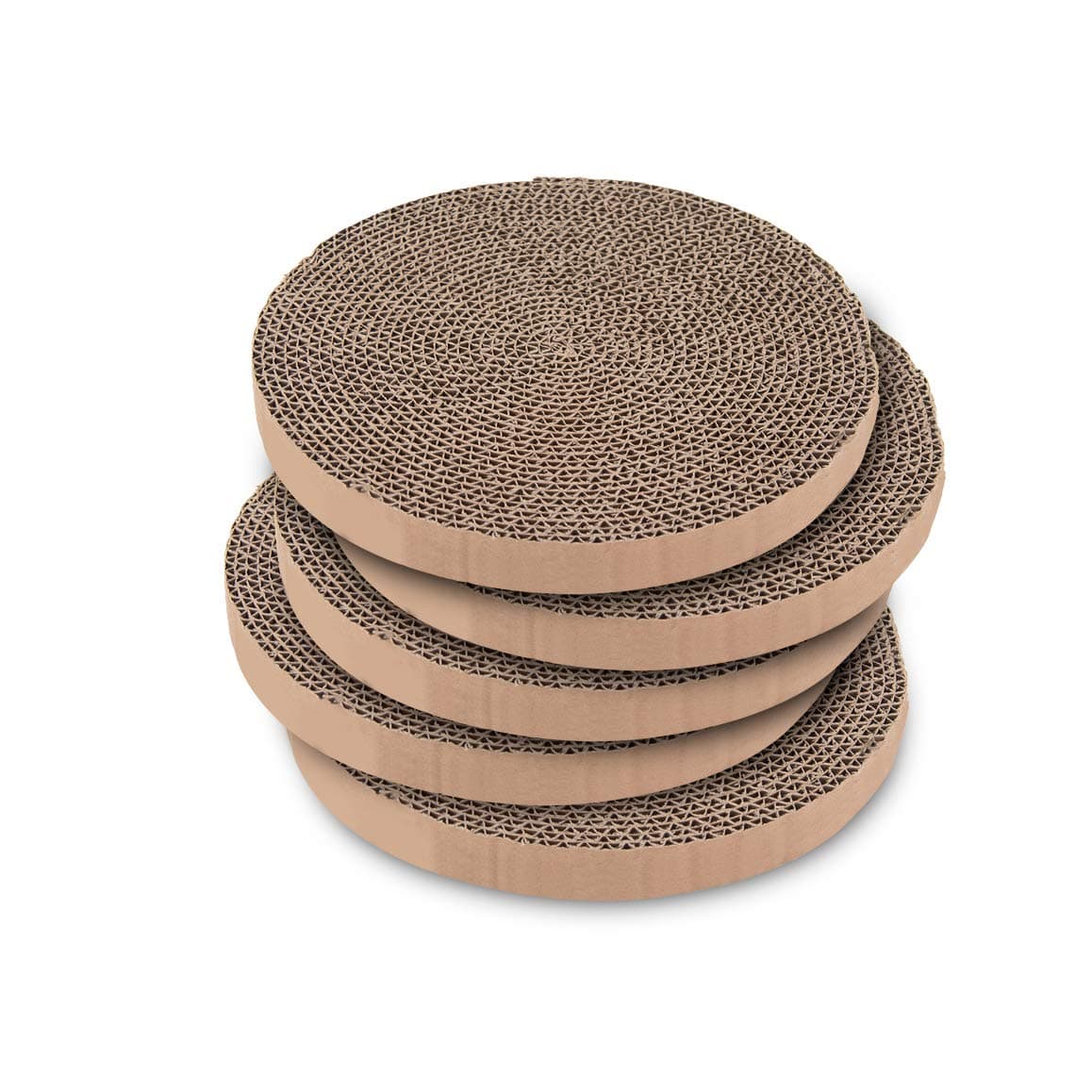 Scratch and Spin Cat Scratcher Replacement Pads for Active Play, Natural Recycled Corrugated Cardboard, Supports Behaviors, Relieves Stress - 5 Count