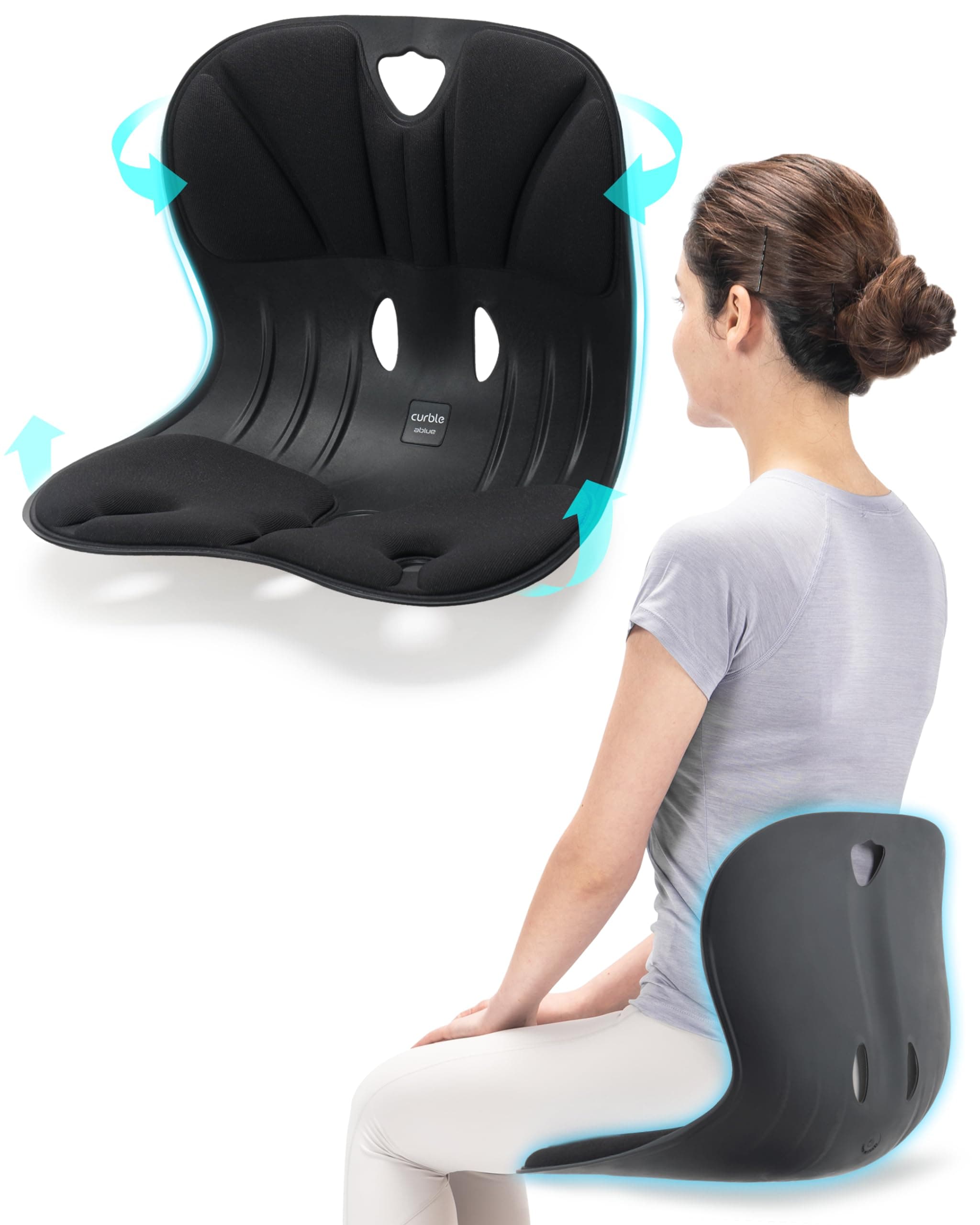 - Curble Wider(Standard Wide) – Ergonomic Lower Back Support, Lumbar Support Back Posture Corrector for Low Back Pain Relief, Perfect for Home Office Desk Chair, and Floor Seat, Patented (Black)