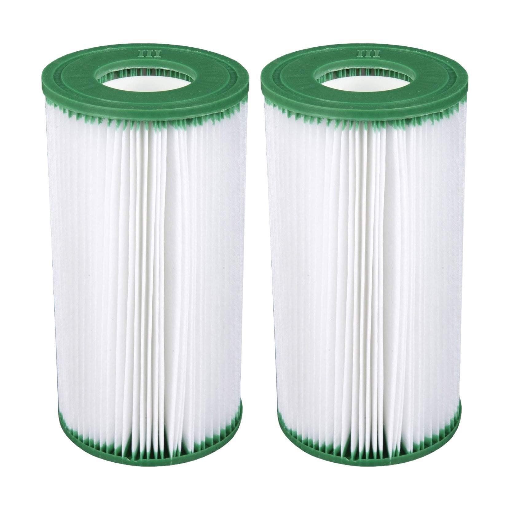 Coleman 90357E-BW Type III A/C Replacement Washable Pool Filter Cartridges for 1000 and 1500 GPH Filter Pumps, Green and White (2 Pack)