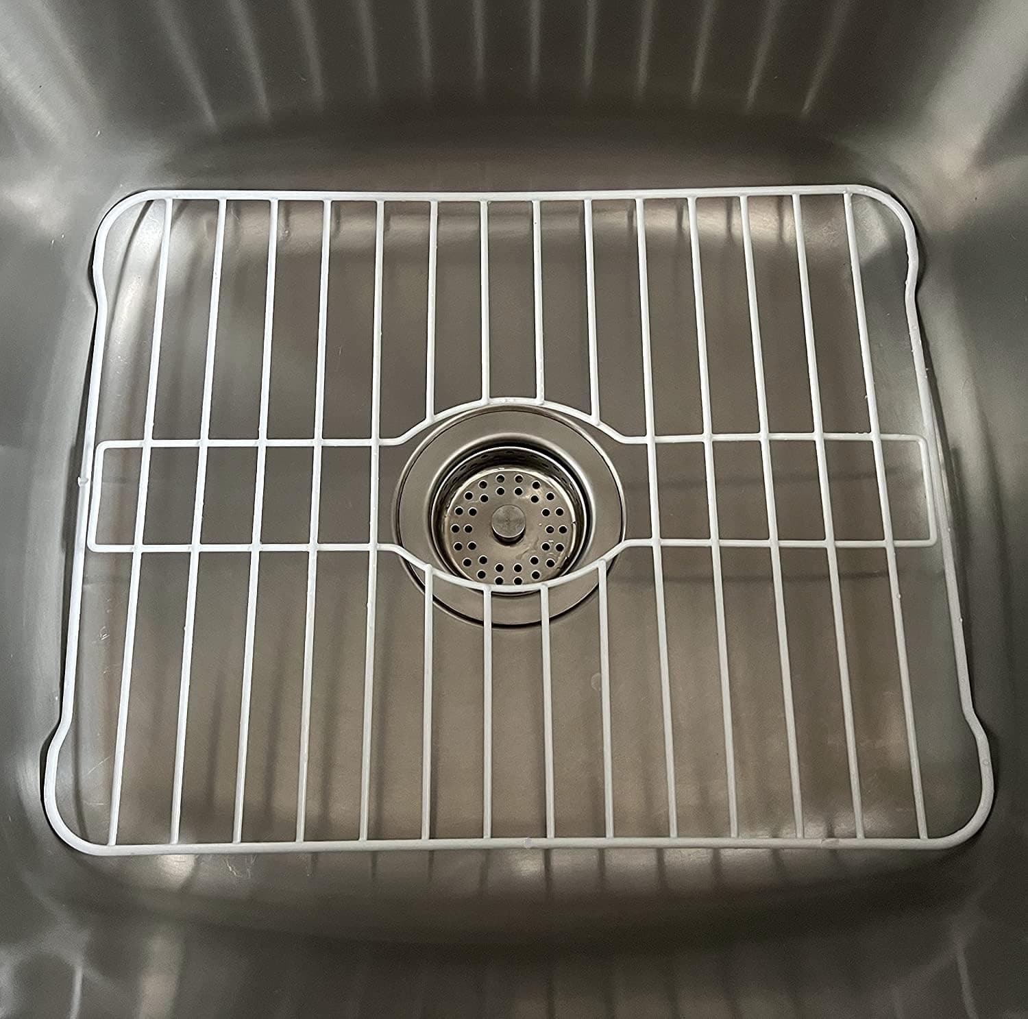 SOFINNI Kitchen Sink Protector White Sink Grate Insert Grid Sink Bowl Rack Rust Prevent (10.5" x 12.5")