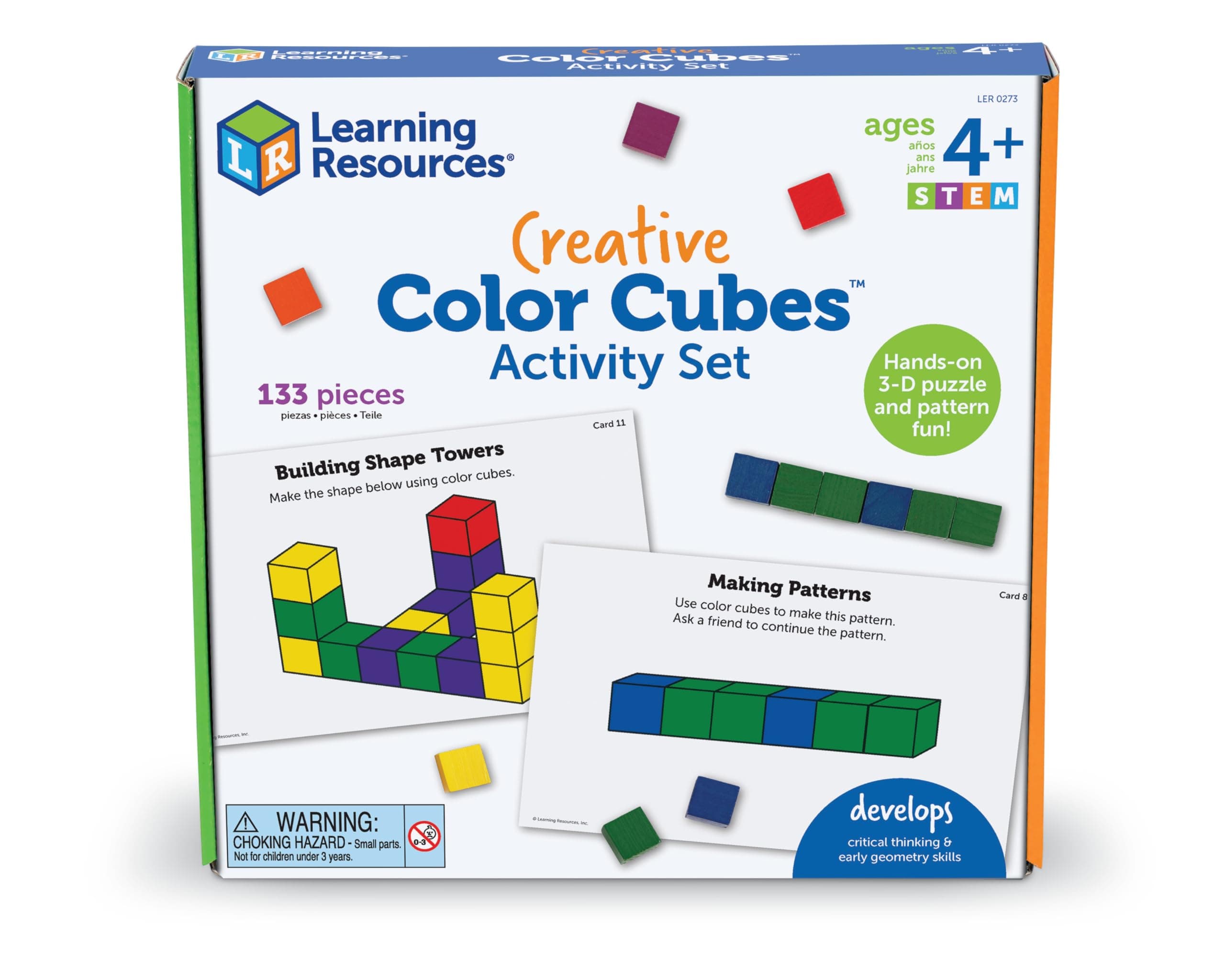 Creative Color Cubes, Fine Motor Skills, Counting Skills, Basic Math, 100 Piece, Ages 3+