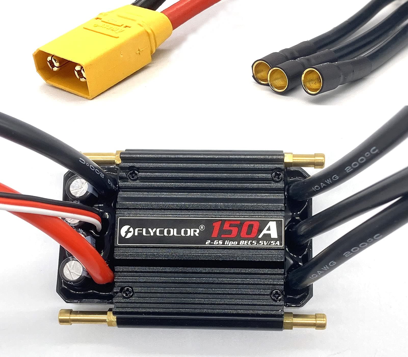 150A ESC 2-6S Waterproof Brushless Electronic Speed Controller with 5.5V/5A BEC and XT90 6.0mm Banana Head Connector for Model Ship RC Boat