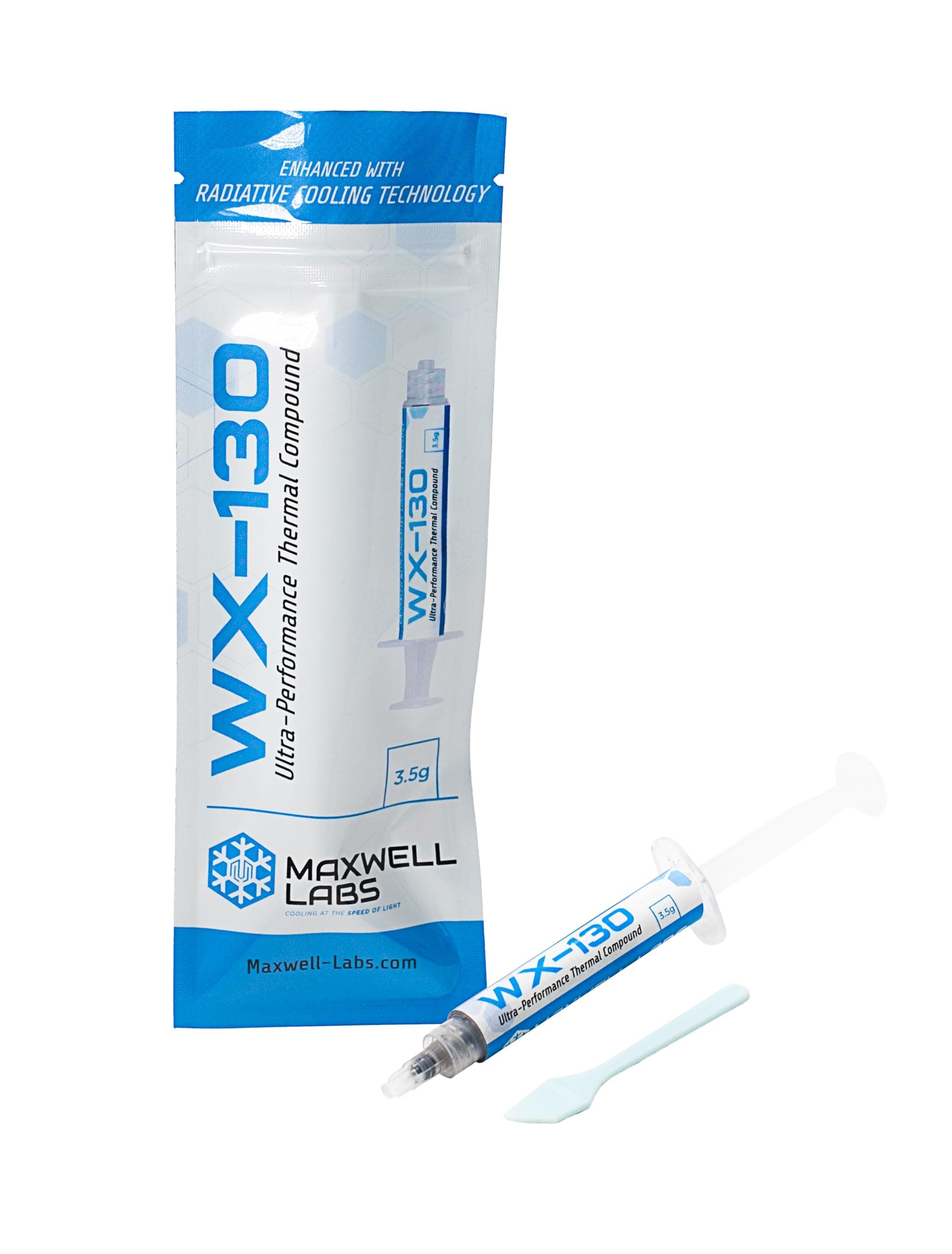 Wx-130 - Ultra Performance Thermal Paste for All Processors (CPU, GPU, PC, PS4, Xbox) Enhanced with Radiative Cooling Technology, High Thermal Conductivity, Non-Conductive (3.5g)