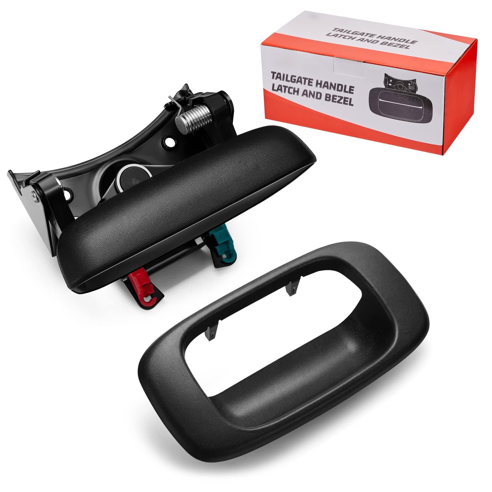 This Hill Tailgate Handle, Tailgate Handle Latch and Bezel Trim Replacement for 1999-2007 Silverado GMC Sierra 1500 2500 3500, Replaces 15997911 15228539 GM1916102 15188001 15228540 15228541