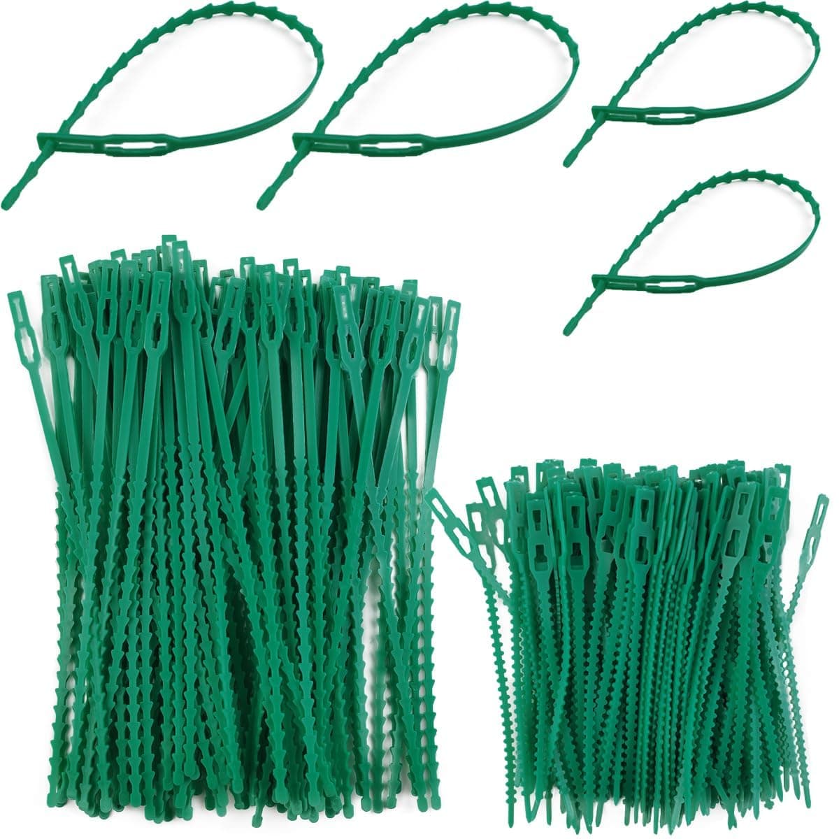 HBSTUDIO Adjustable Plant Support - Flexible Green Multi-Function Twist Ties (200 PCS, 13 & 23 cm)