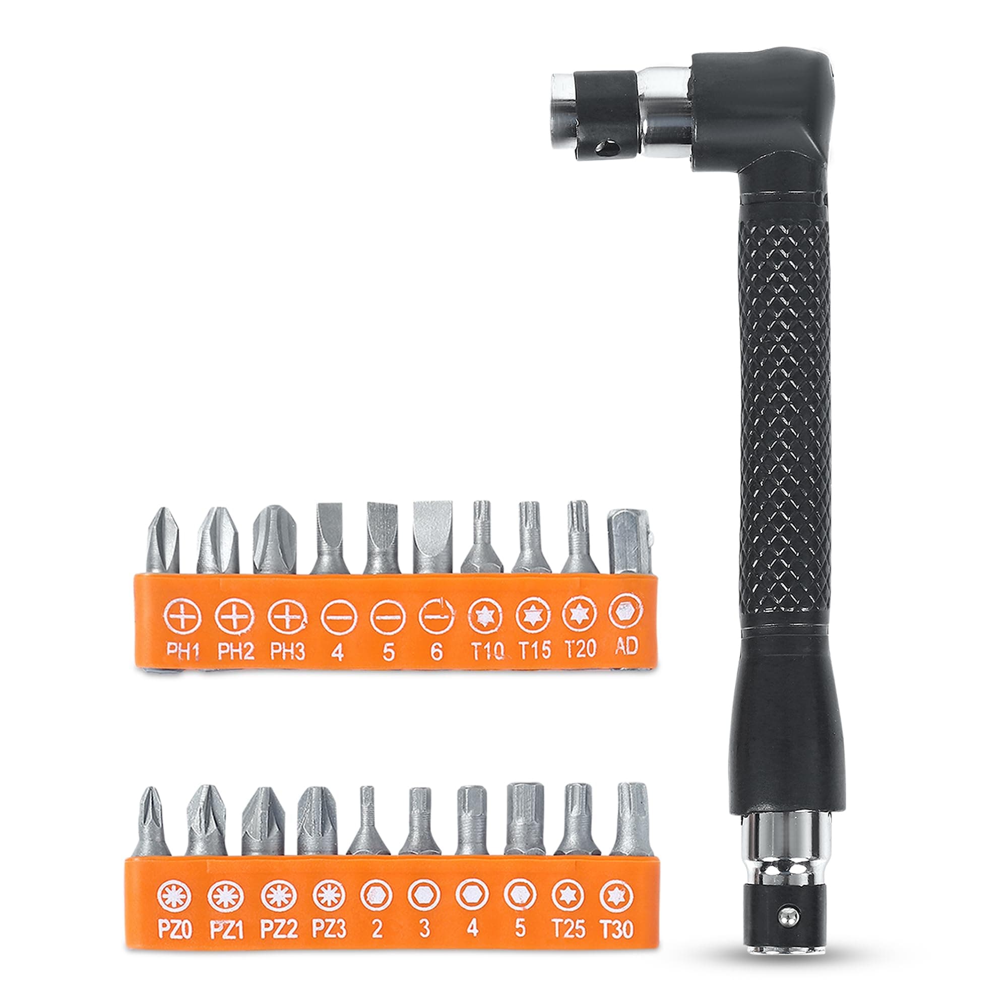 GLUN® L-Shape 1/4 Inch Hex Socket Wrench Screwdriver and Bit Set Double Head with 20 Steel Screwdriver Bits,