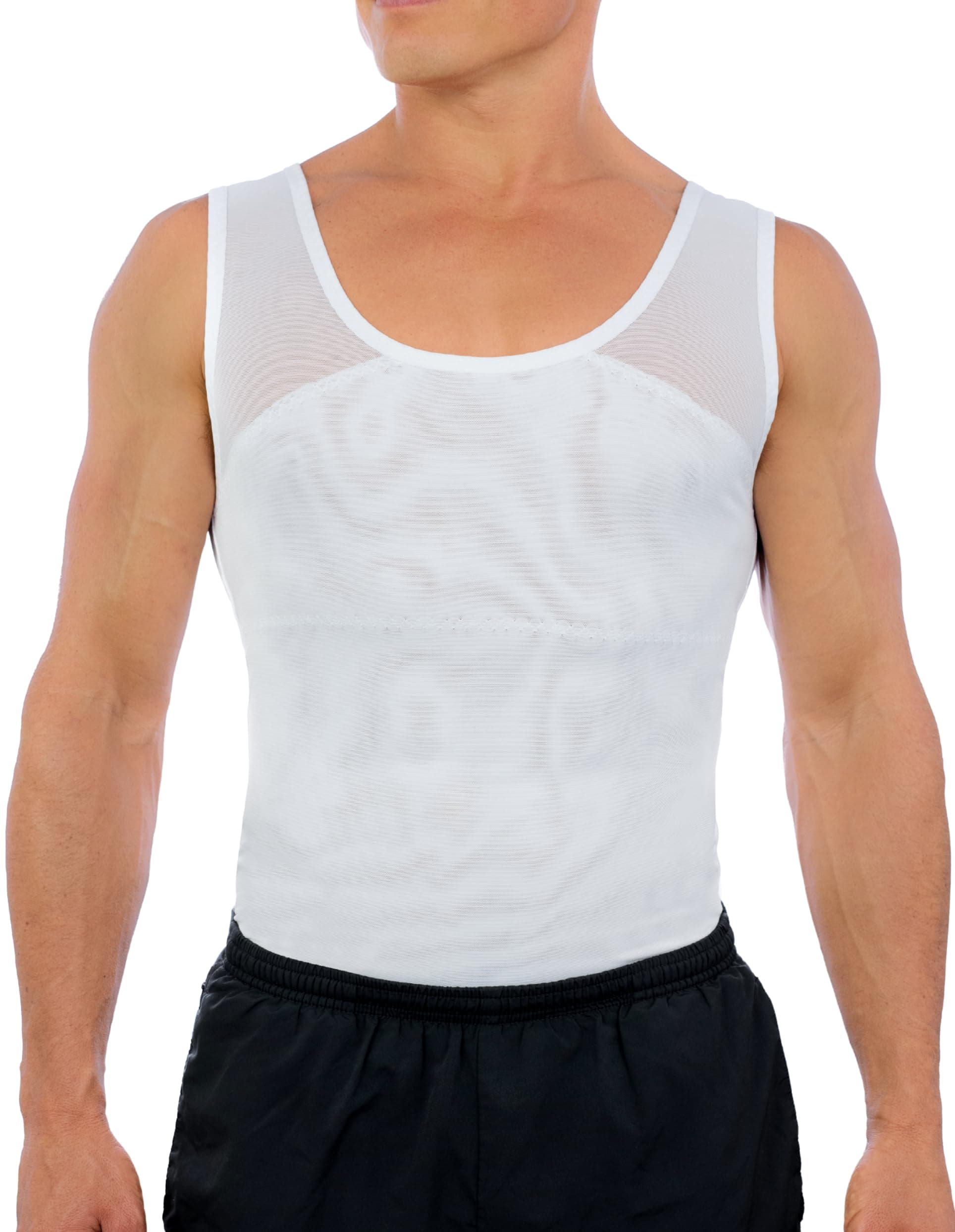 Esteem Apparel Original Men’s Compression Shirt – مشد رجالي تيشيرت ضغط لإخفاء التثدي وشد البطن – قميص داخلي للتنحيف وتنسيق القوام (غير مرئي تحت الملابس