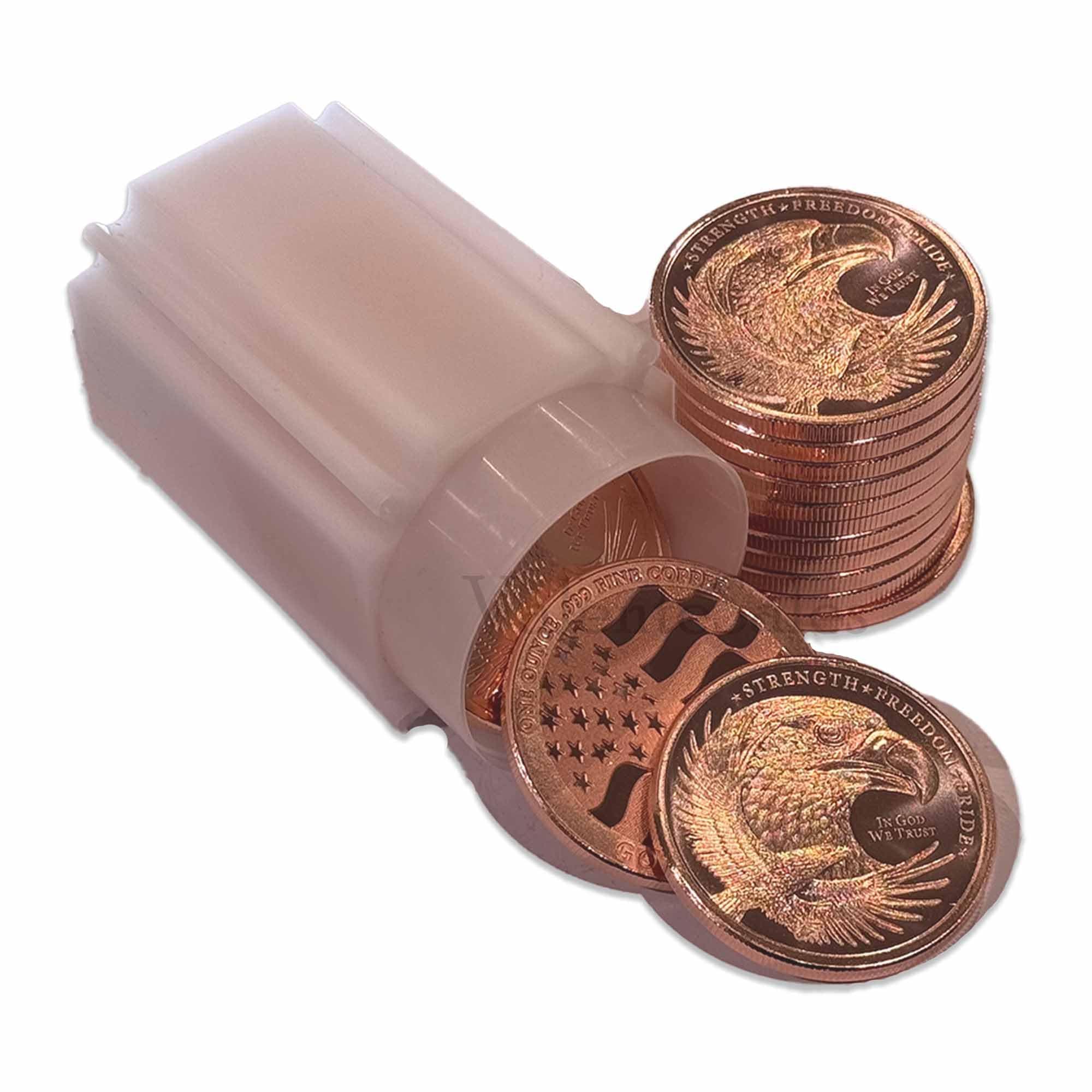 Generic 20pc x 1 oz Freedom Eagle flag copper round in storage tube