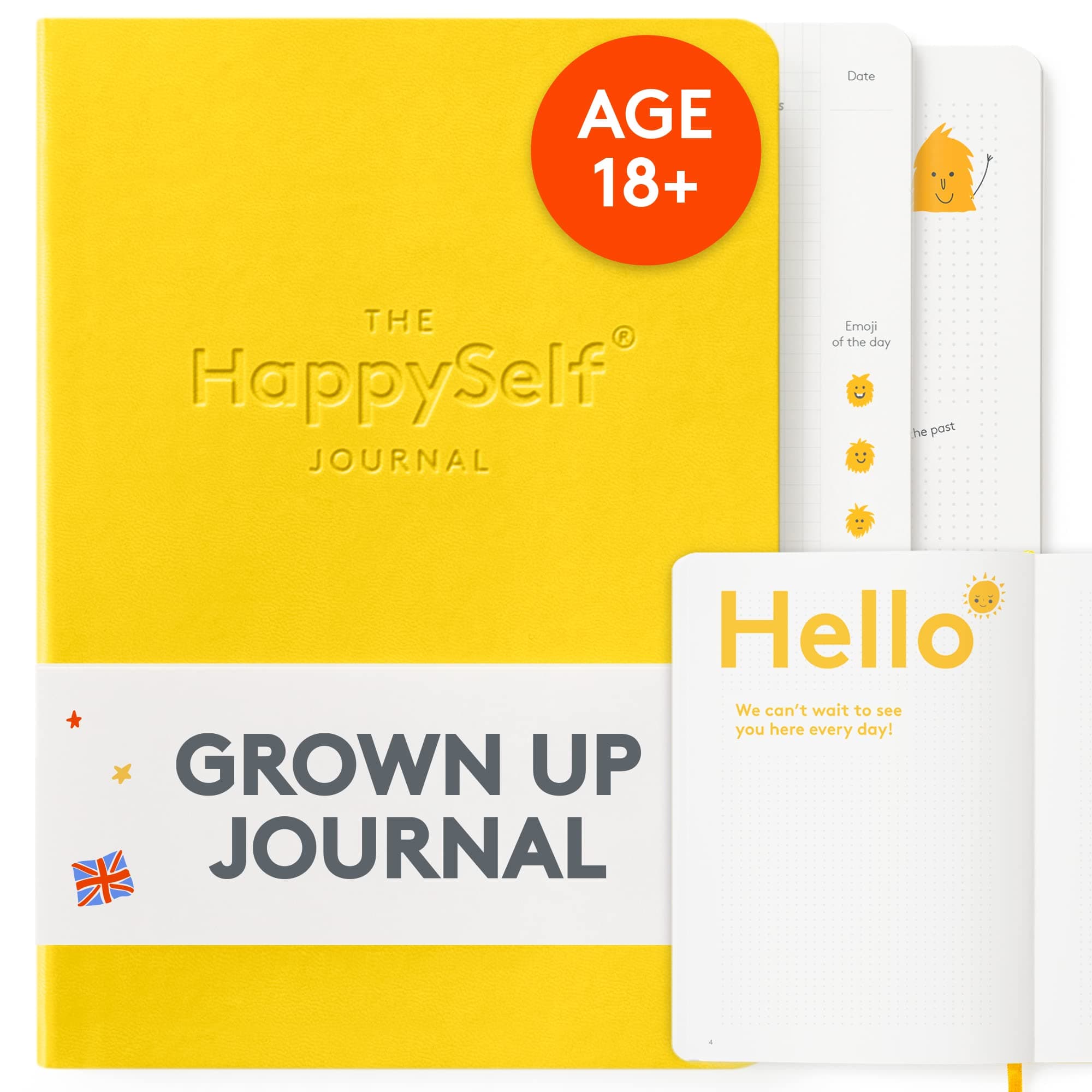 HappySelf The Journal | Grown-Up Edition | Guided Diary to Develop Positive Habits and Mindfulness, and Enhance Well-Being through Reflective Writing - Gift for Adults to Experience Journaling