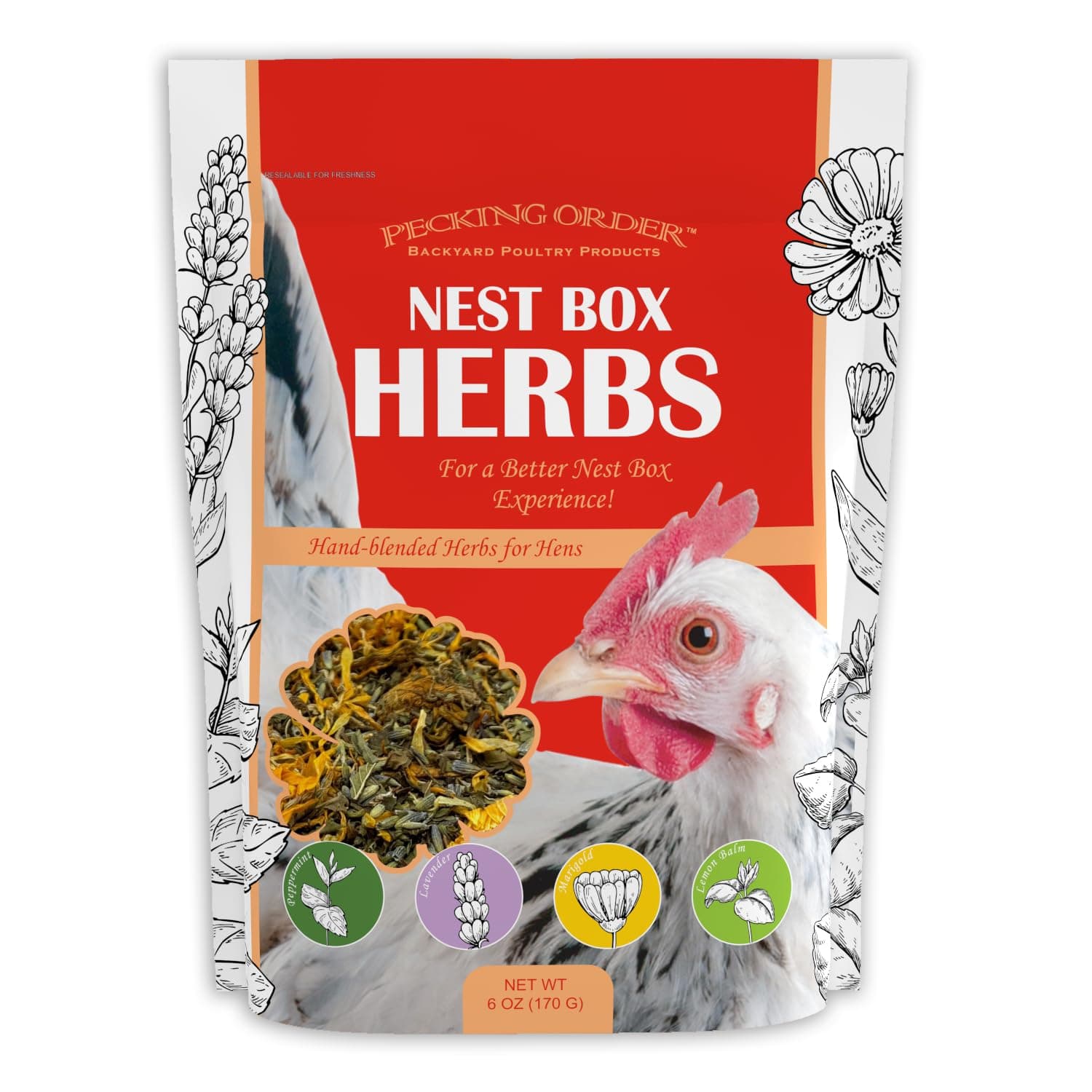 Pecking Order Nest Box Herbs for Chicken Coop Nesting Boxes - 6 oz