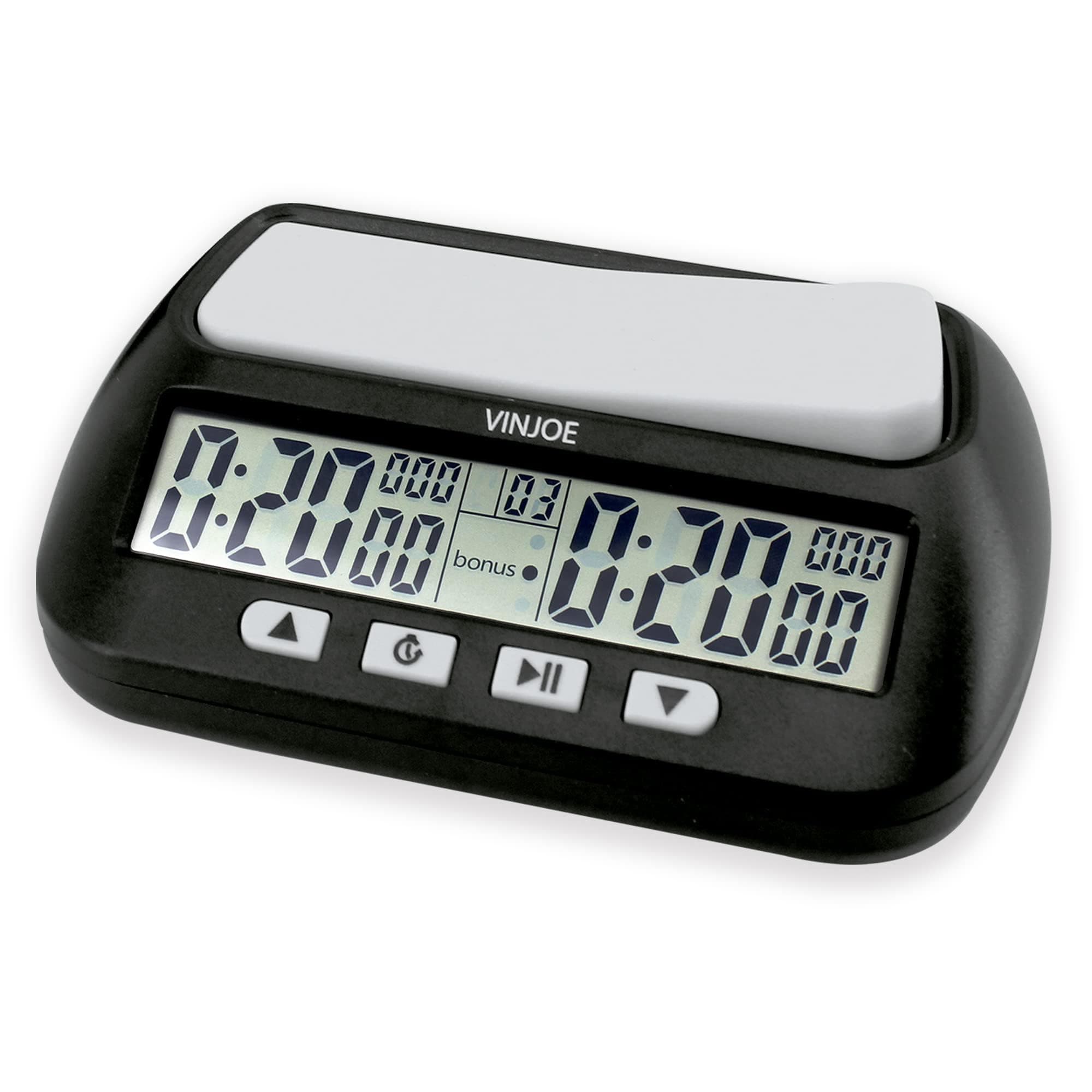VINJOE Chess Clock Digital Chess Timer Professional for Board Games,Portable Digital Chess Clock & Game Timer with Basic,Bonus,Delay and Positive Time Features Best Gifts for Christmas(Without Battery