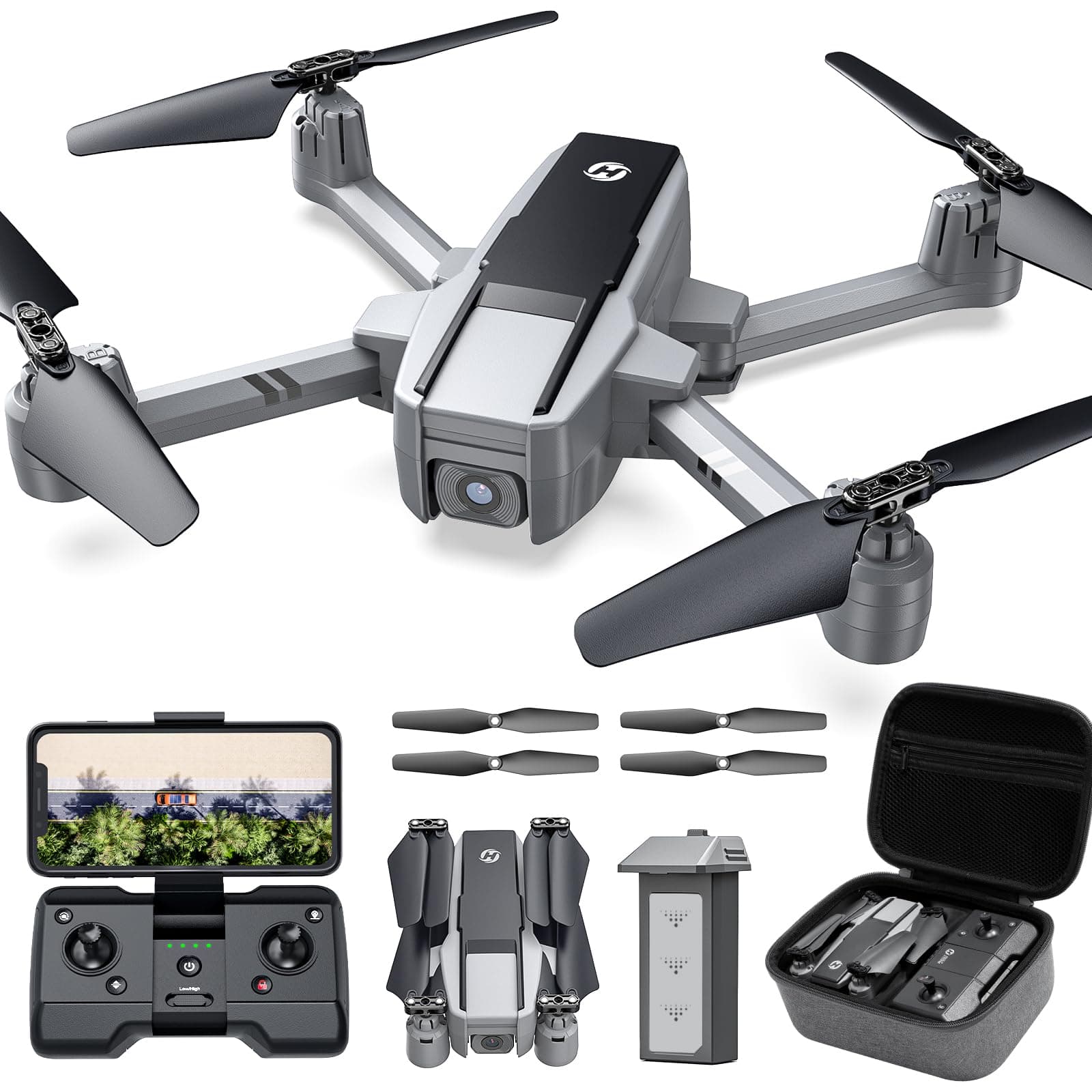 HS440D GPS Drones with Camera for Adults 4K UHD Camera, Unger 249g with GPS Auto Return, Follow Me, Waypoints and Customized Carrying Case