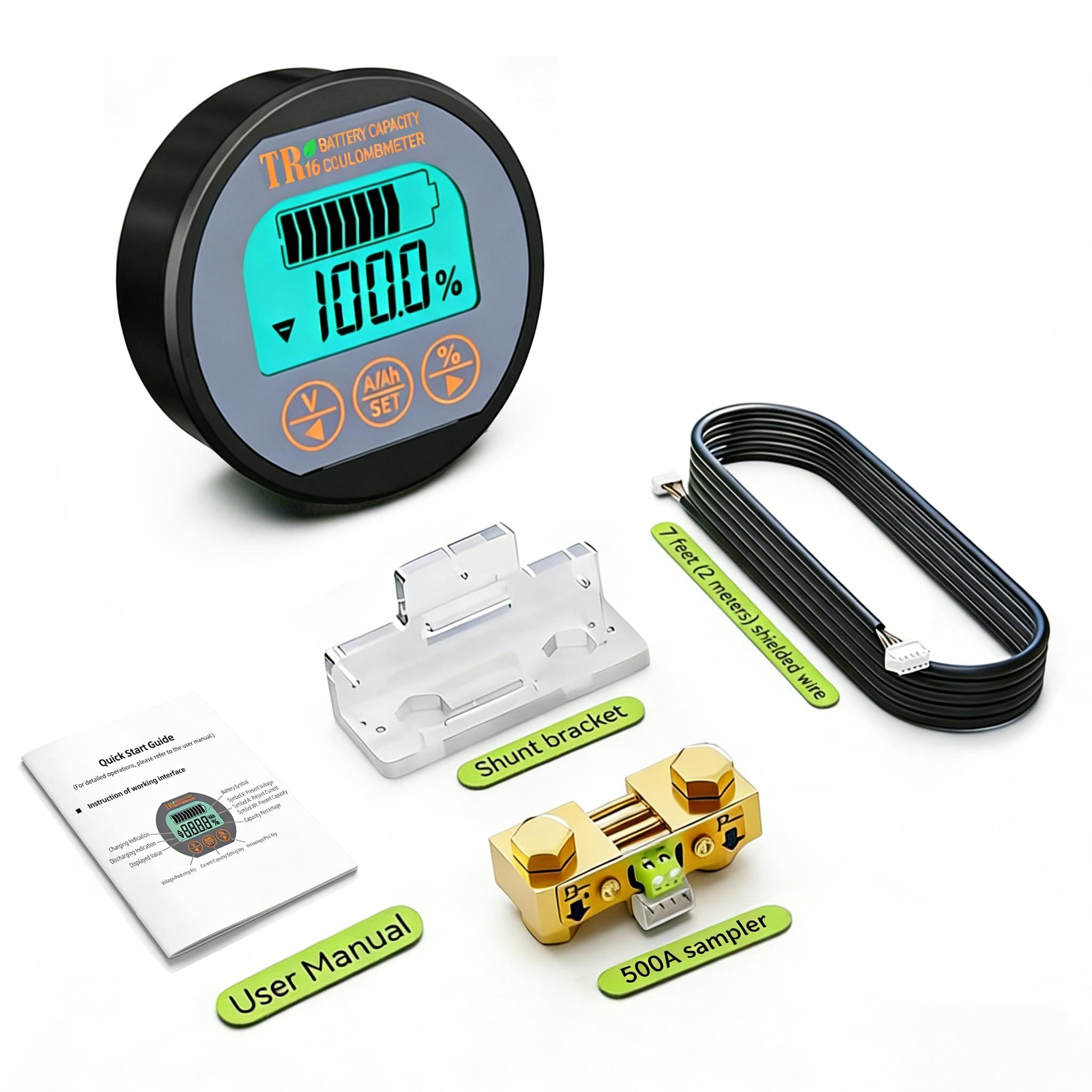 AILI Battery Monitor with Shunt, 8-120V up to 500A Voltage Current Meter, State of Charge Display up to 999AH, Compatible with LiFePO4 Lithium AGM Gel – for RV Camper Caravan Boat Solar Off-Grid