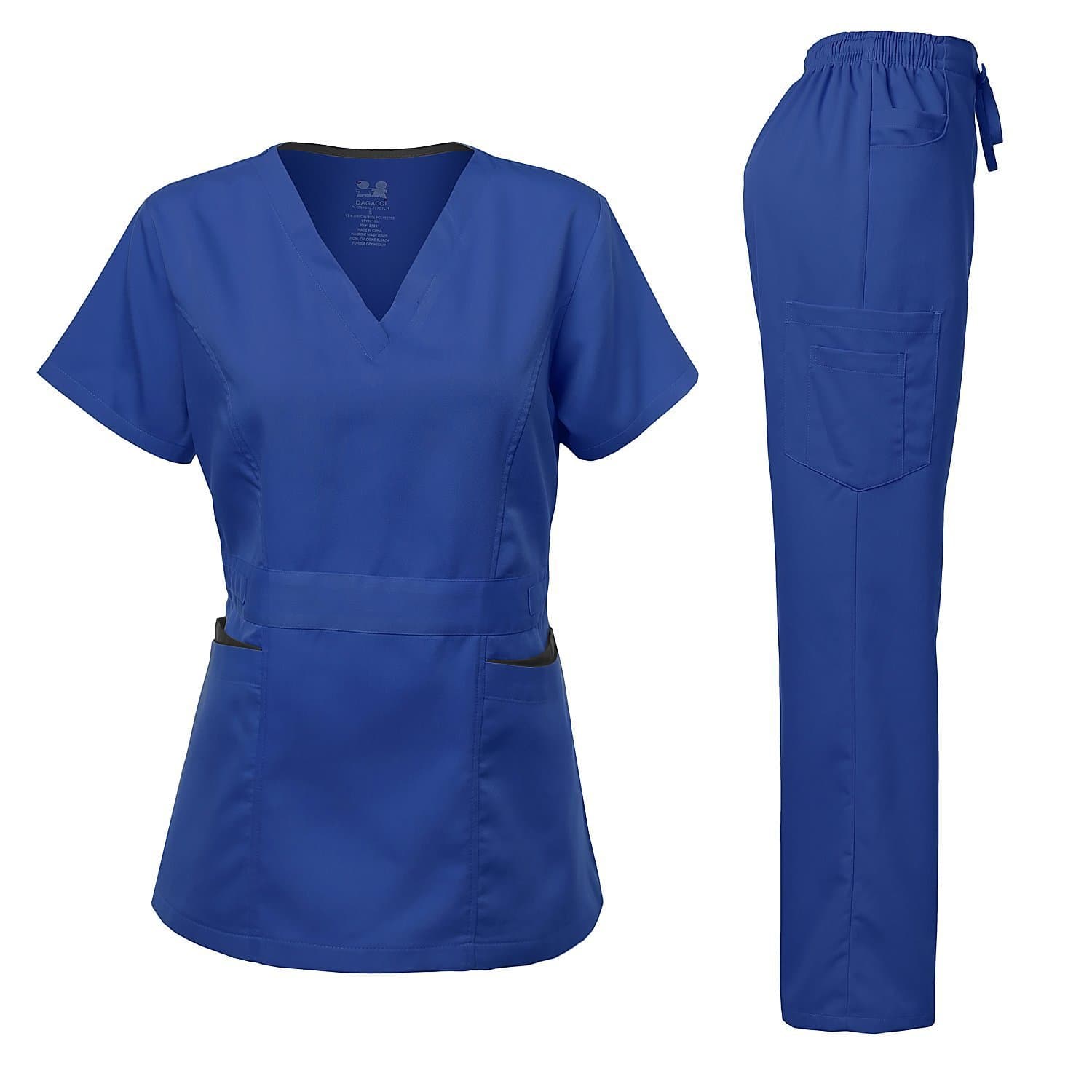 Women's Scrubs Set Stretch Ultra Soft Contrast Pocket