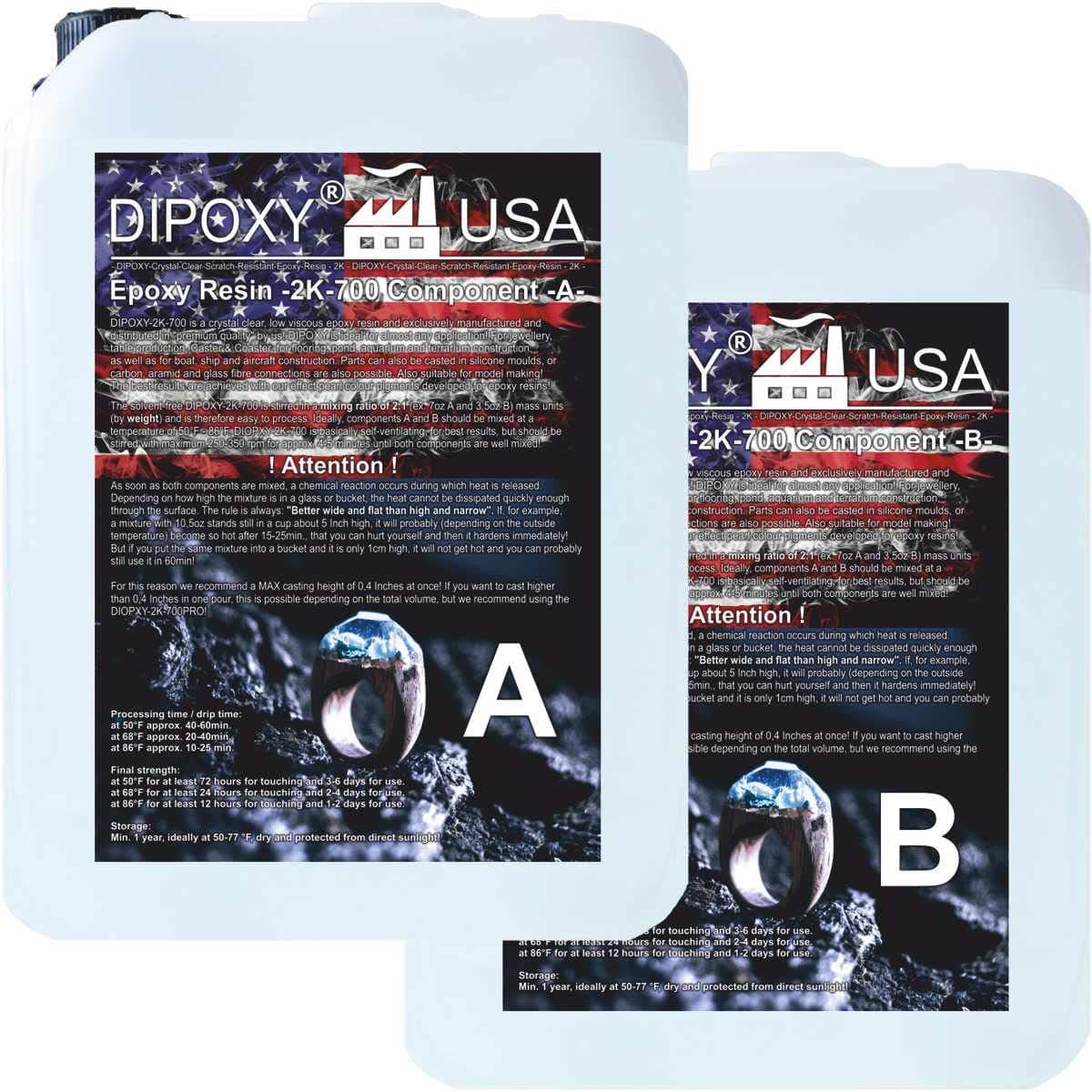 Epoxy Resin kit High Gloss Transparent Self Leveling 2 Component 158.7oz (4,5kg) Dipoxy-700 Floor Wood River Table Mould Jewellery Boat Fiberglass Garage Paint