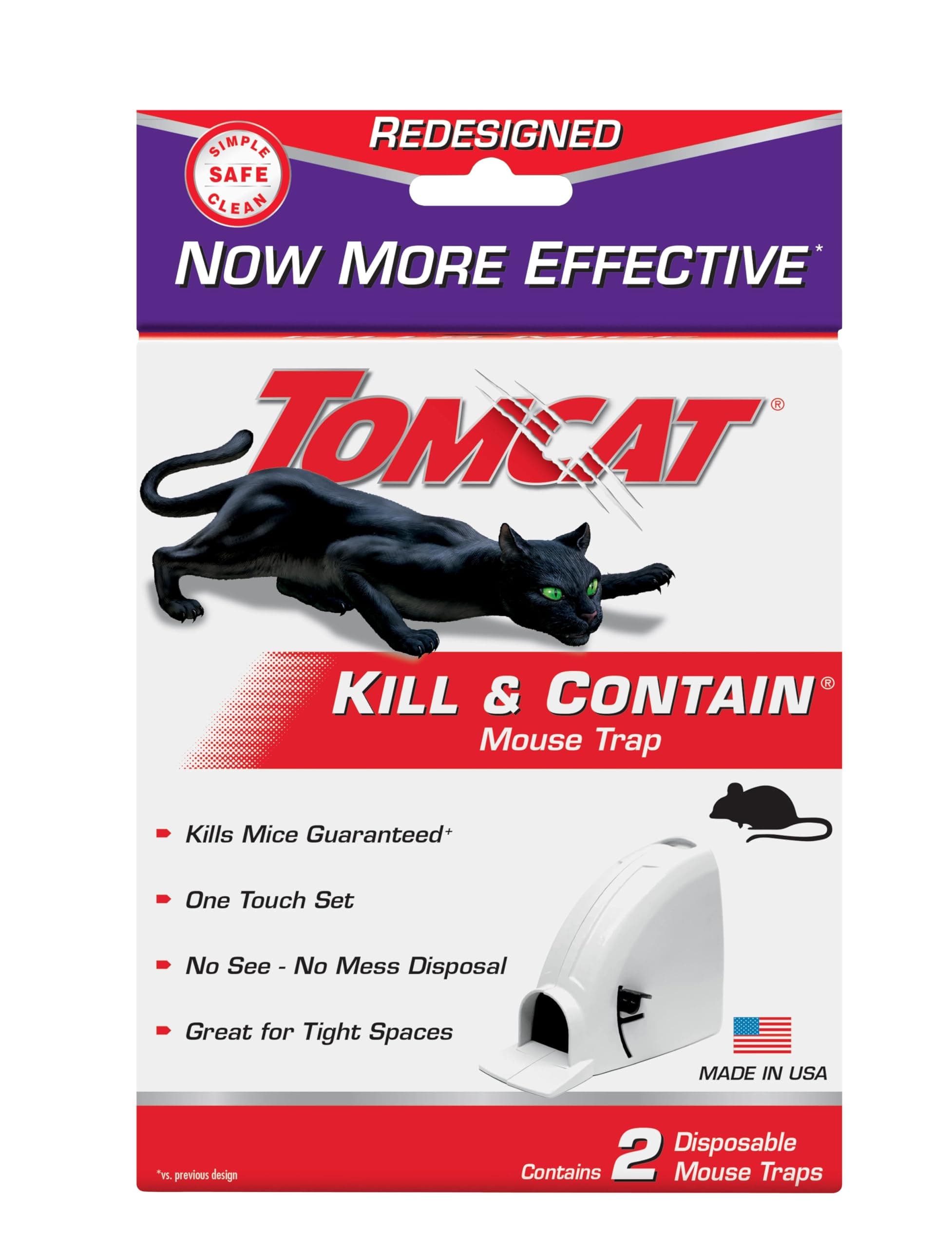 Tomcat Kill & Contain Mouse Trap, Never See a Dead Rodent Again, 2 Traps