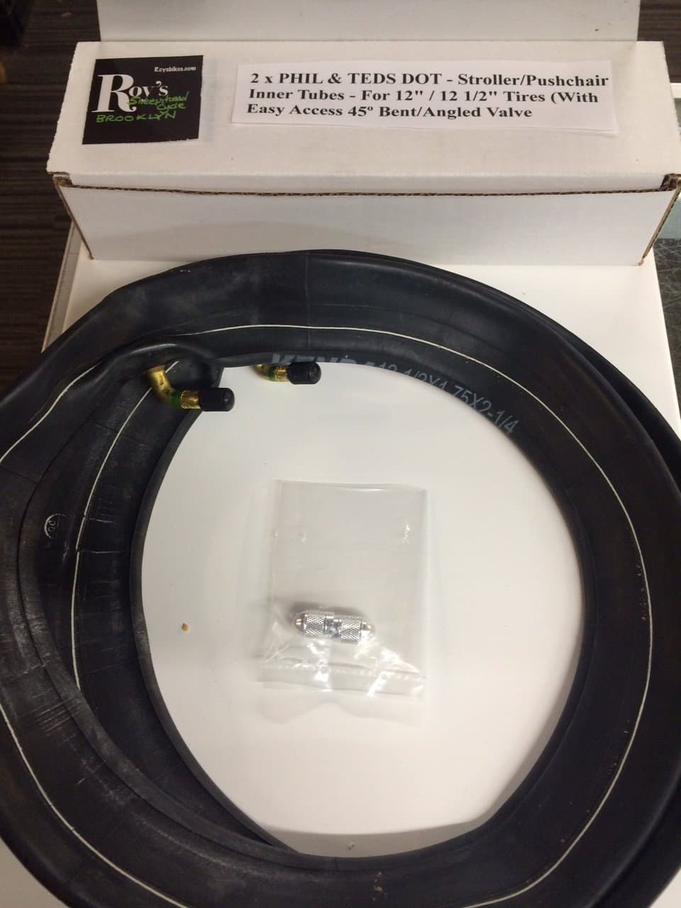 2 (Two) X Phil & Teds DOT Stroller/Jogger Inner Tube for 12"/ 12 1/2" Tires with Bent Valve with Free Upgraded Valve Caps $4.99 Value