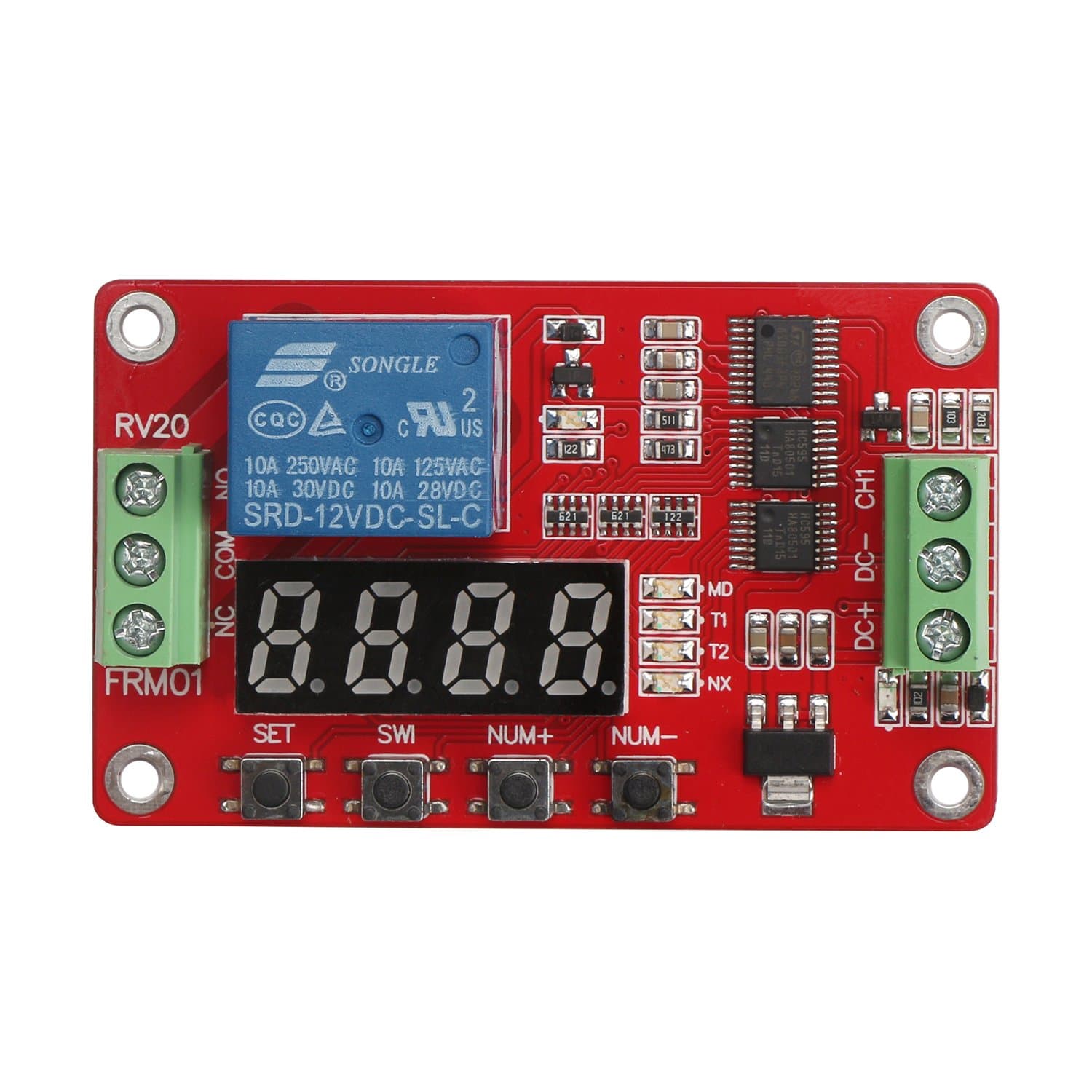 12V DC Relay Module, DROK Multifunctional DC 12 Volt 1 Channel Relay Board Programmable Cycle Relay Module 10A Portable Timer Switch Board Power Switch Circuit 18 Modes