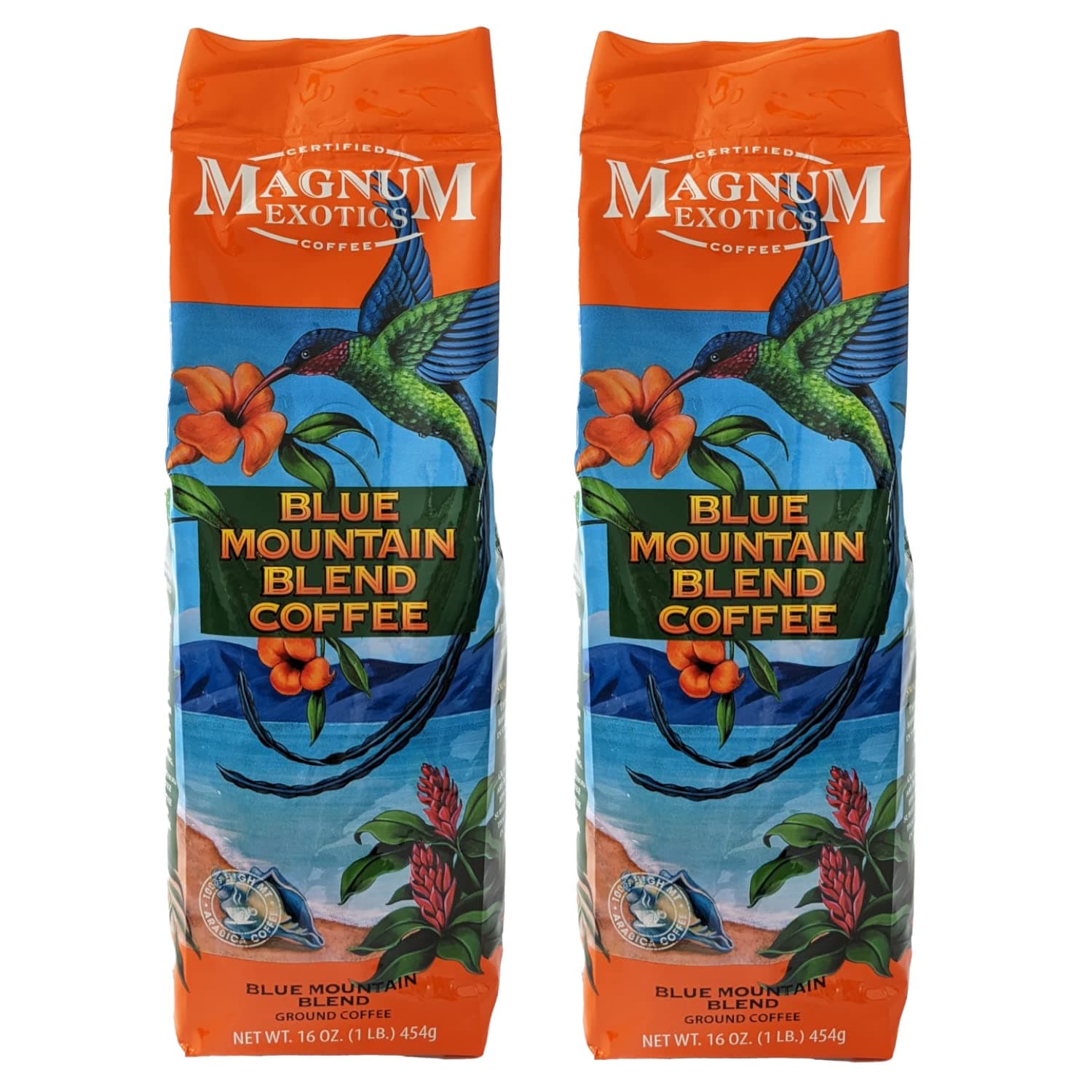 Coffee, Blue Mountain Ground Coffee Blend - Light-Medium Roast, Made from 100% Arabica Beans, Rich & Smooth Flavor, Fresh Roast - 1 Lb Bag (Pack of 2)