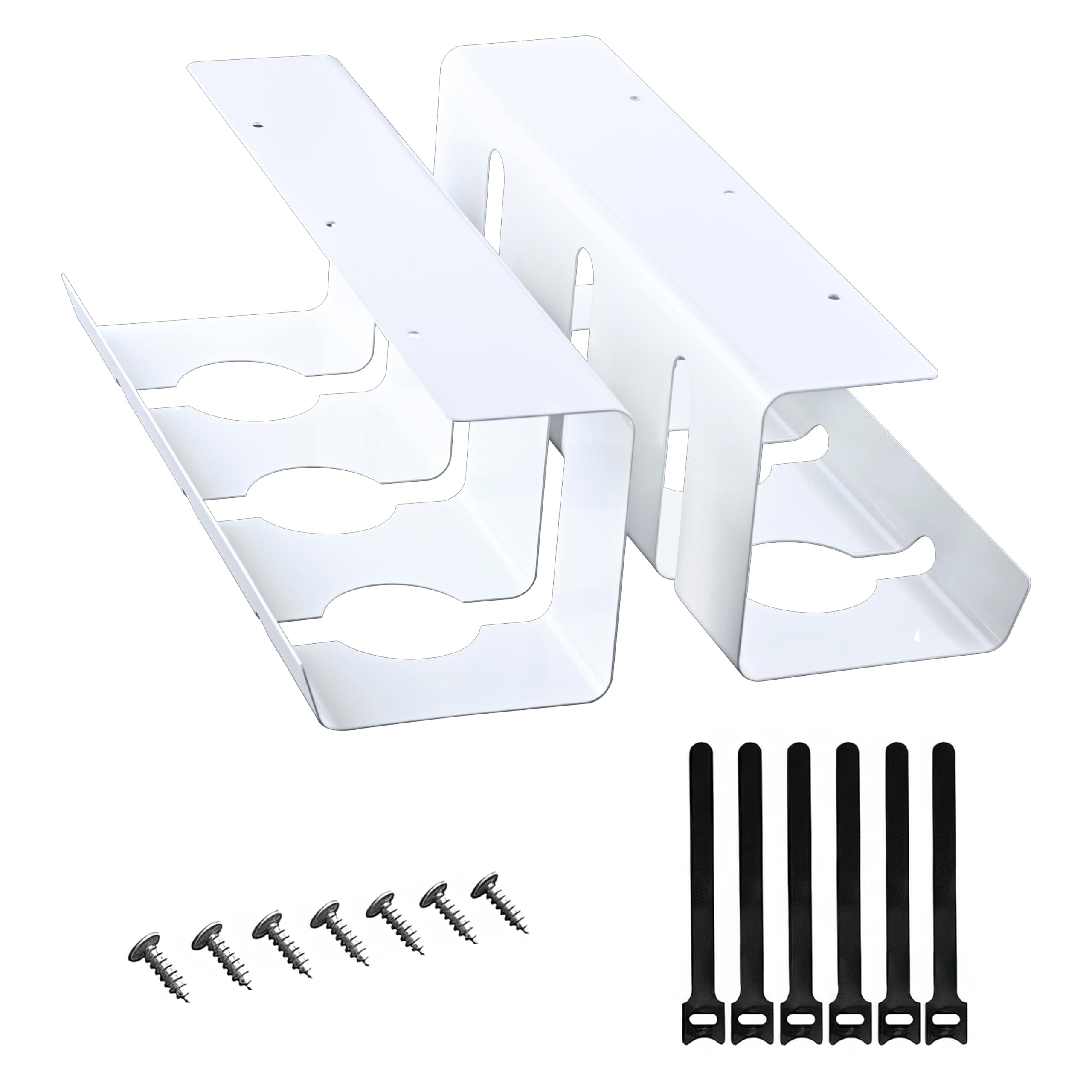 XCVDC Cable Management 2 Pack, Easy Assembly Sturdy Desk Cable Management, Cable Management Under Desk White, Perfect Desk Cable Tidy, Cable Management Tray, for Office and Home Cable Tidy