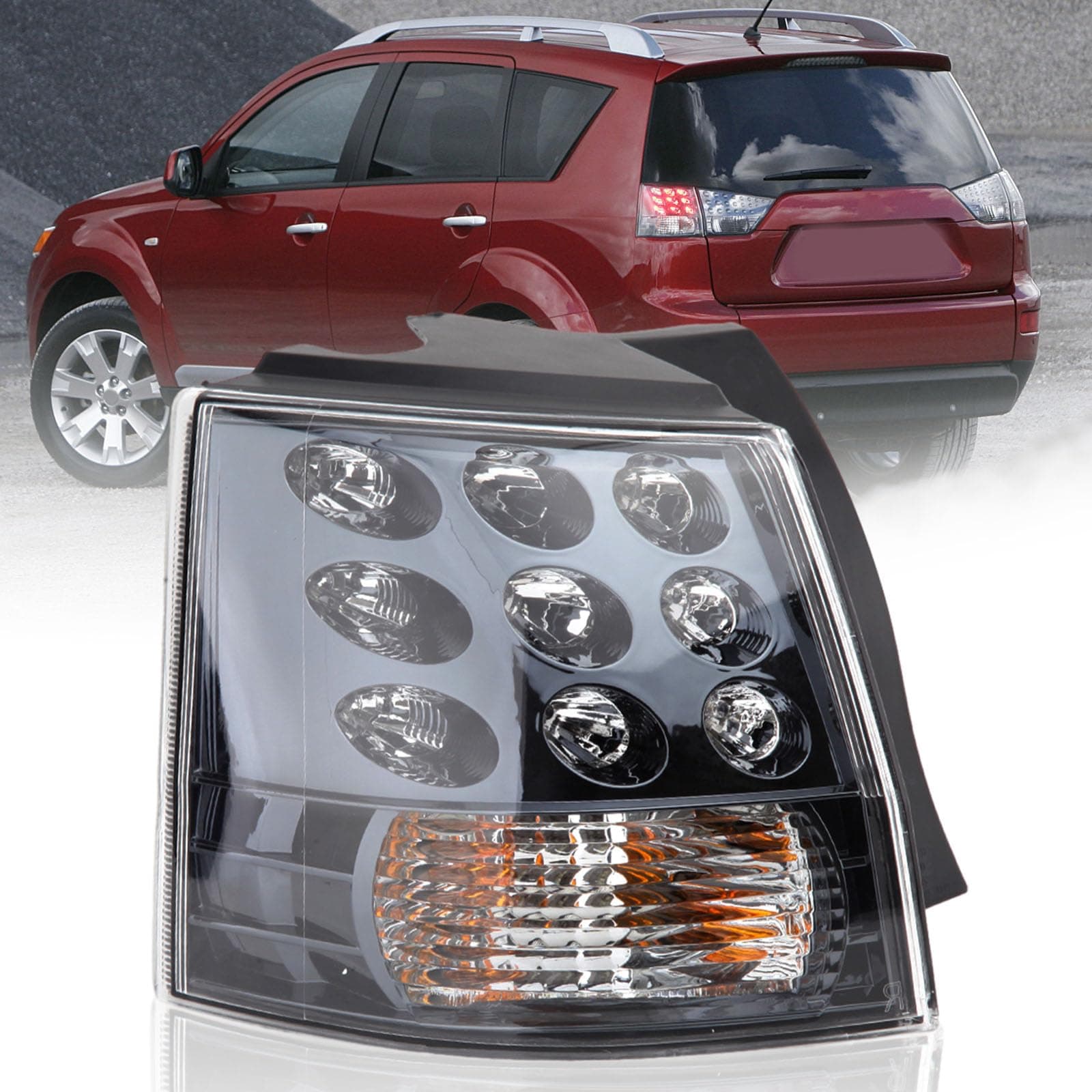 Left Side Tail Light Assembly for Mitsubishi Outlander EX 2007 2008 2009 2010 2011 2012 2013 Outer Brake Light Tail Lamp Driver (Don't fit for mitsubishi outlander V4)