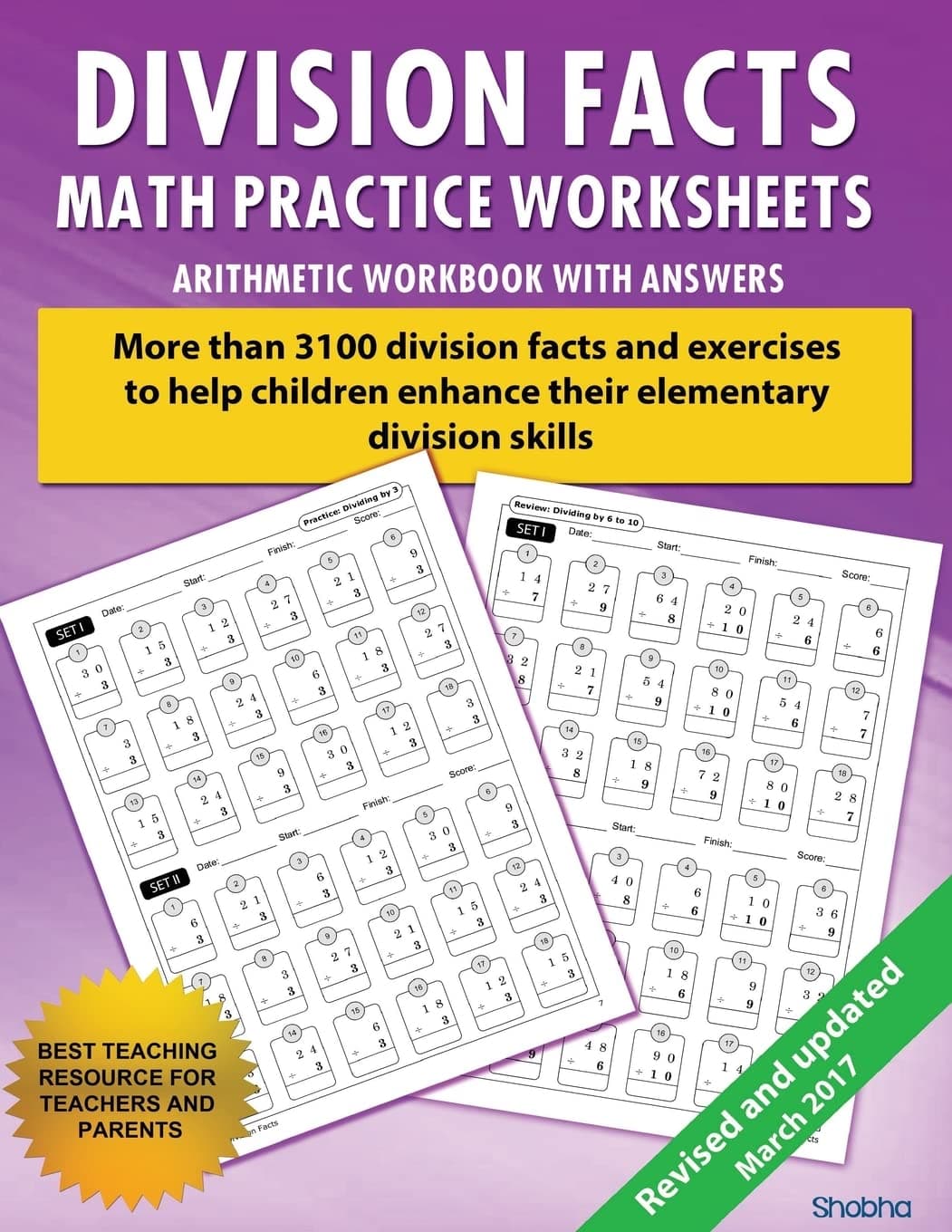 Division Facts Math Practice Worksheet Arithmetic Workbook With Answers: Daily Practice guide for elementary students and other kids (Elementary Division Series)
