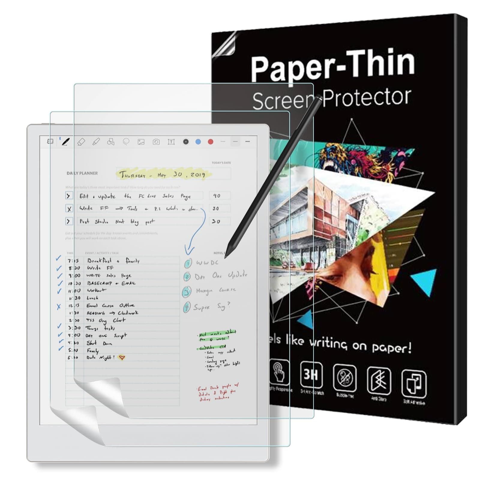2 Pack Paper Screen Protector Compatible with Remarkable Paper Pro 11.8 inch 2024, Anti-Scratch and Anti-Glare Matte Film for Remarkable Pro Color Tablet, Write and Draw Like on Paper