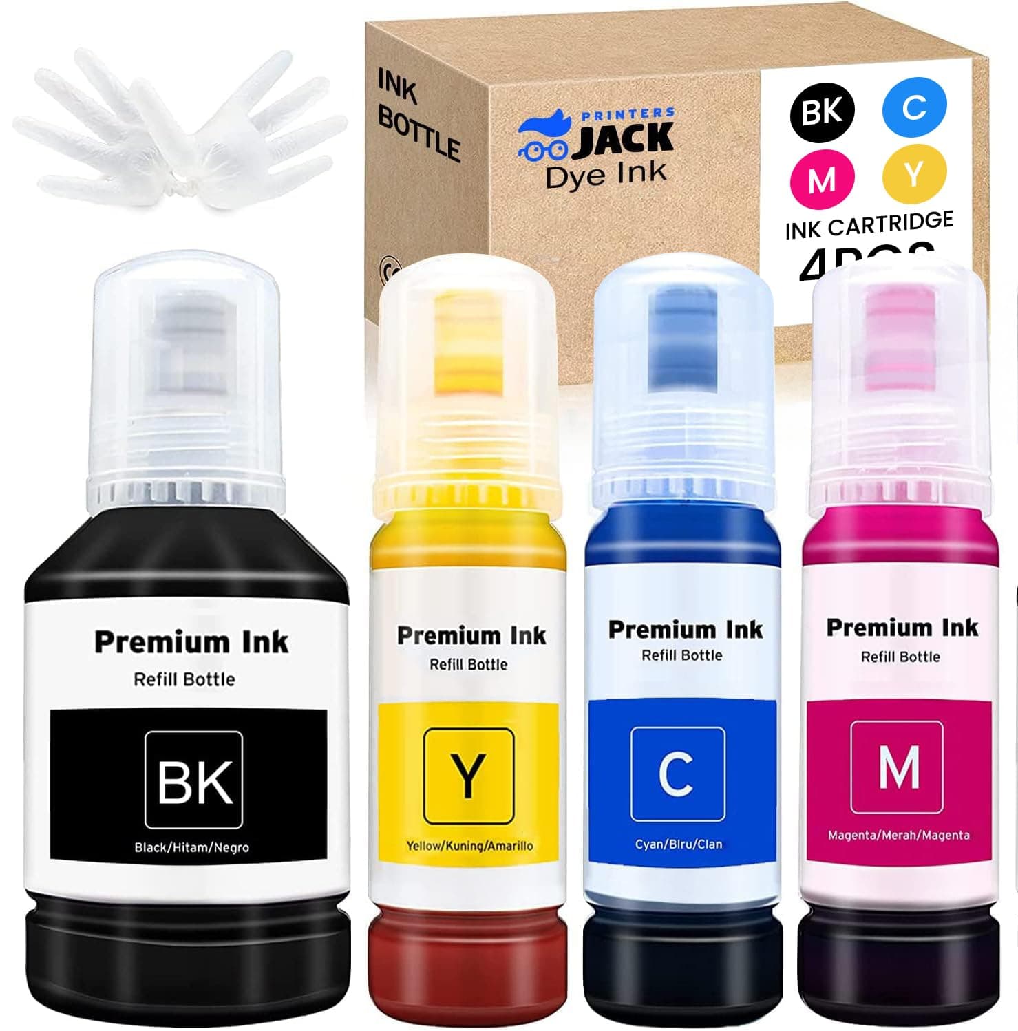 Ink Refill Compatible for 502 T502, Bottles Replacement for EcoTank ET-2750 ET-3750 ET-4750 ET-2760 ET-3760 ET-4760 ET-2700 ET-3700 ET-3710 ET-15000 ST-2000 ST-3000 ST-4000 Printer