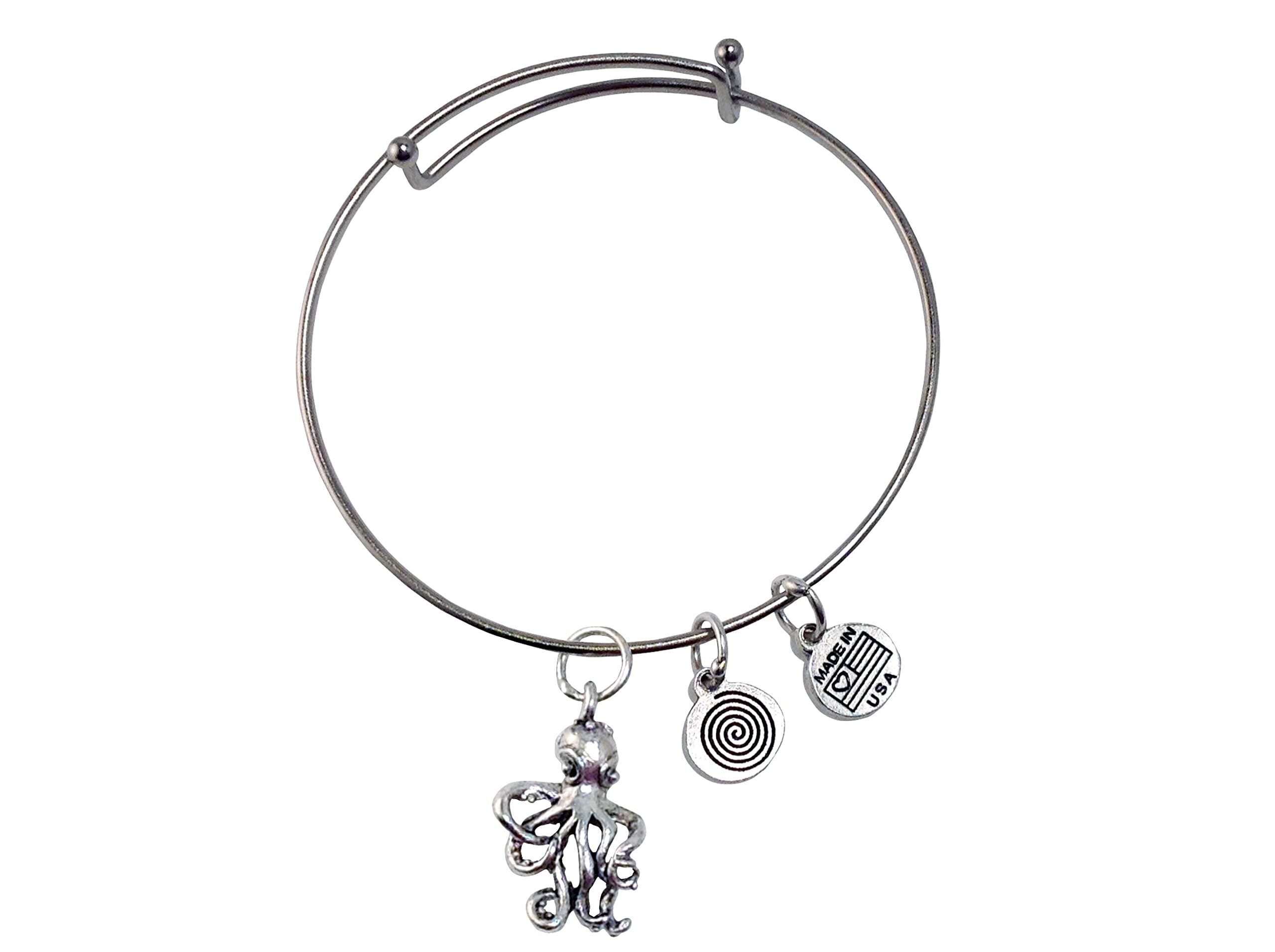 Octopus Silver Bangle Bracelet