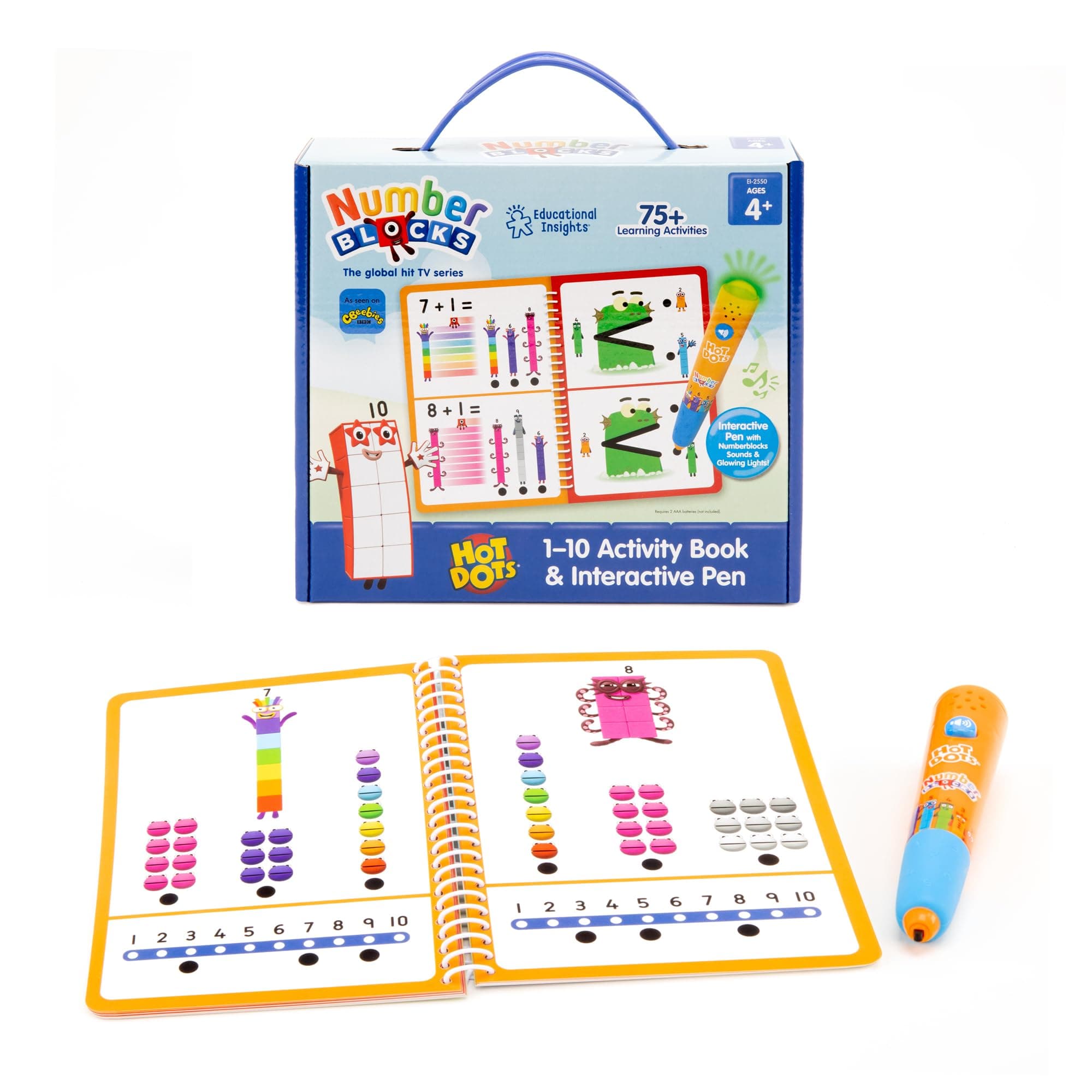 Learning Resources Hot Dots Numberblocks 1-10 Activity Book with Interactive Pen, Over 75 Activities, Numberblocks Gifts, Ages 4+