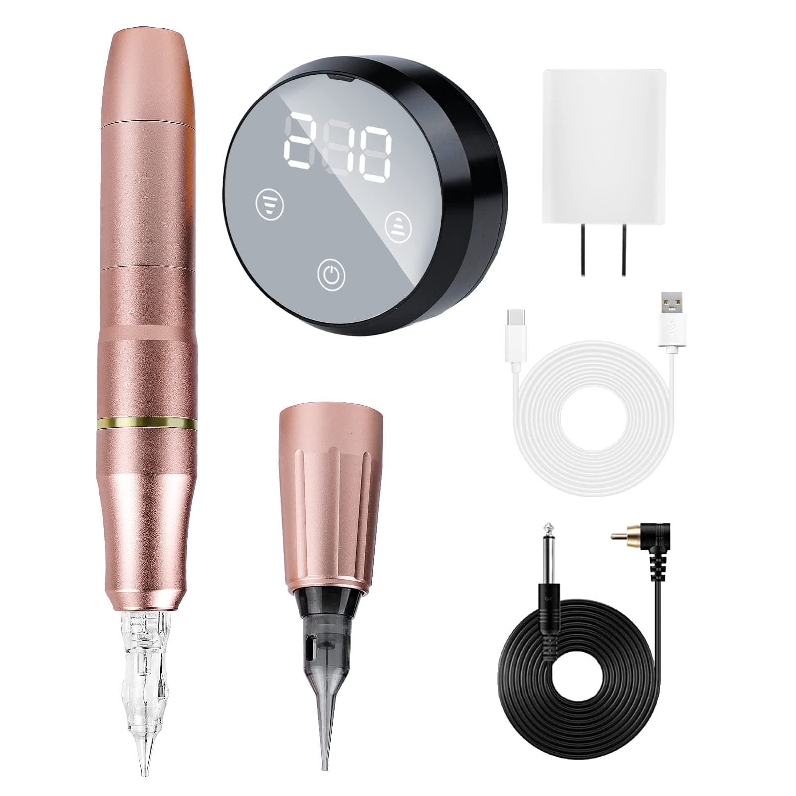 Permanent Makeup Machine, Machine Kit with MCU Touch Screen and LED Digital Display, 2 Style Rotary Grips for Permanent Makeup and Microshading Supplies Practice