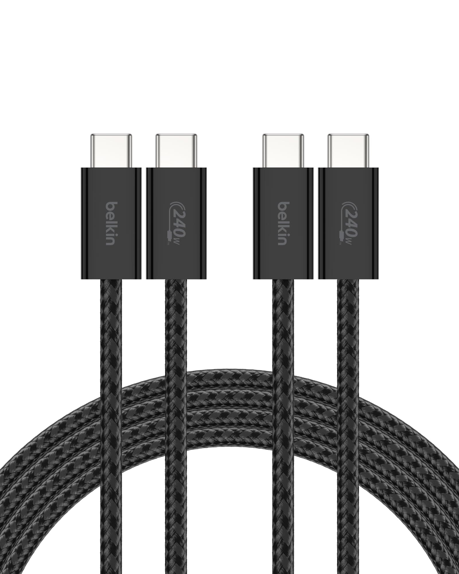 USB C to USB C Cable 2-Pack, 6.6ft, 240W - USBC to USBC Cable, iPhone Charger Cord, Soft, Braided, Flexible for iPhone 17, Galaxy S25, Pixel 10, MacBook, Chromebook, iPad Pro, Switch - Black