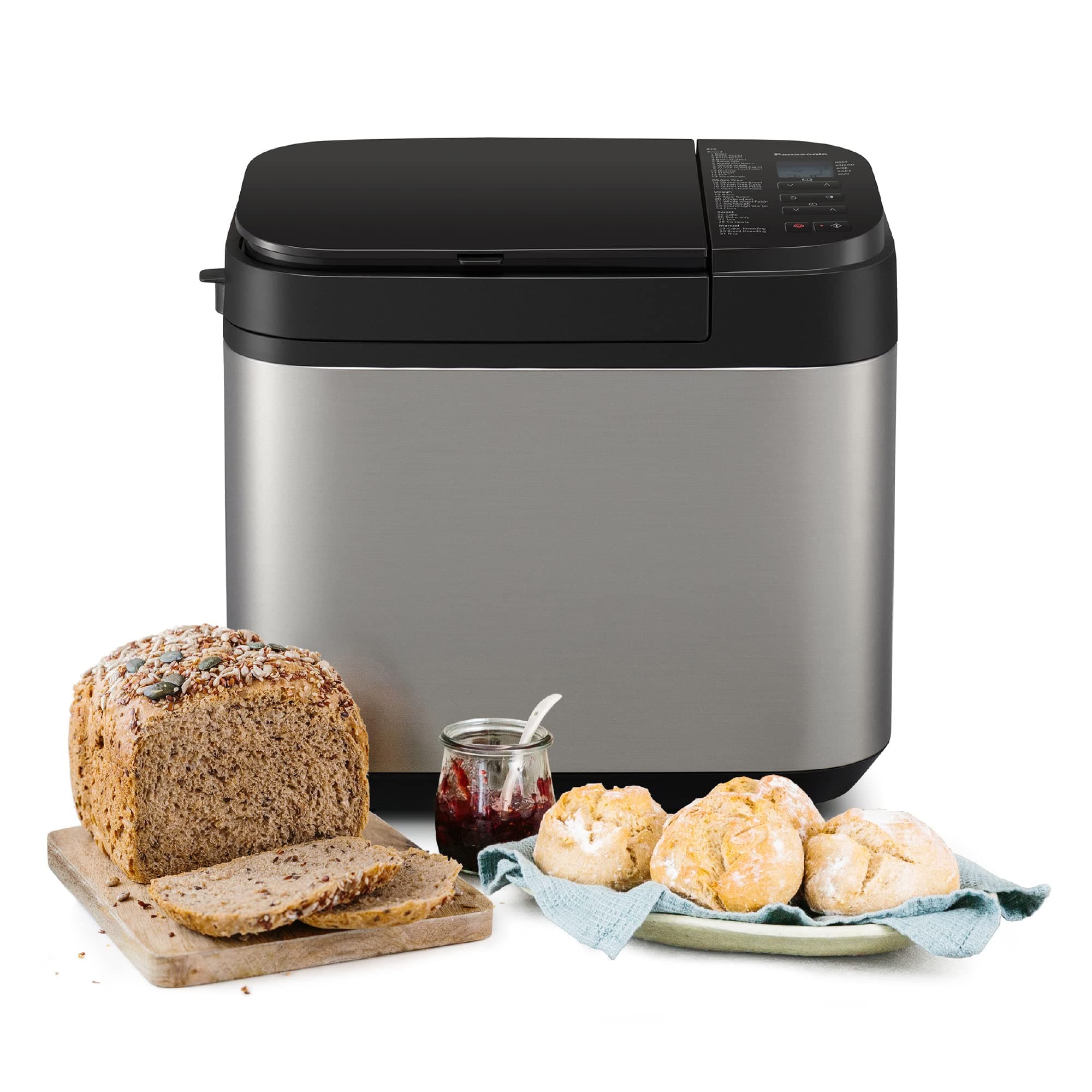 SD-YR2550 Fully Automatic Bread maker, with Yeast/Raisin & Nuts Dispenser, 31 Programmes, 4 Gluten-Free Mode, Dual Temperature Sensors, 13 Hours Digital Timer, Silver