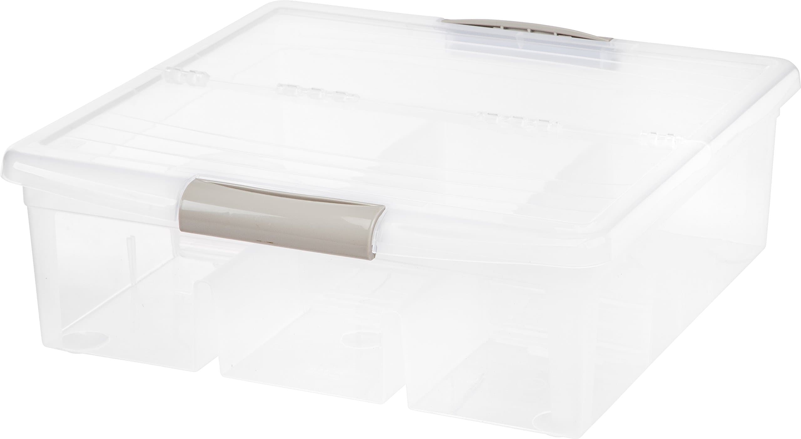IRIS USA Large Divided Media Storage Box, Clear